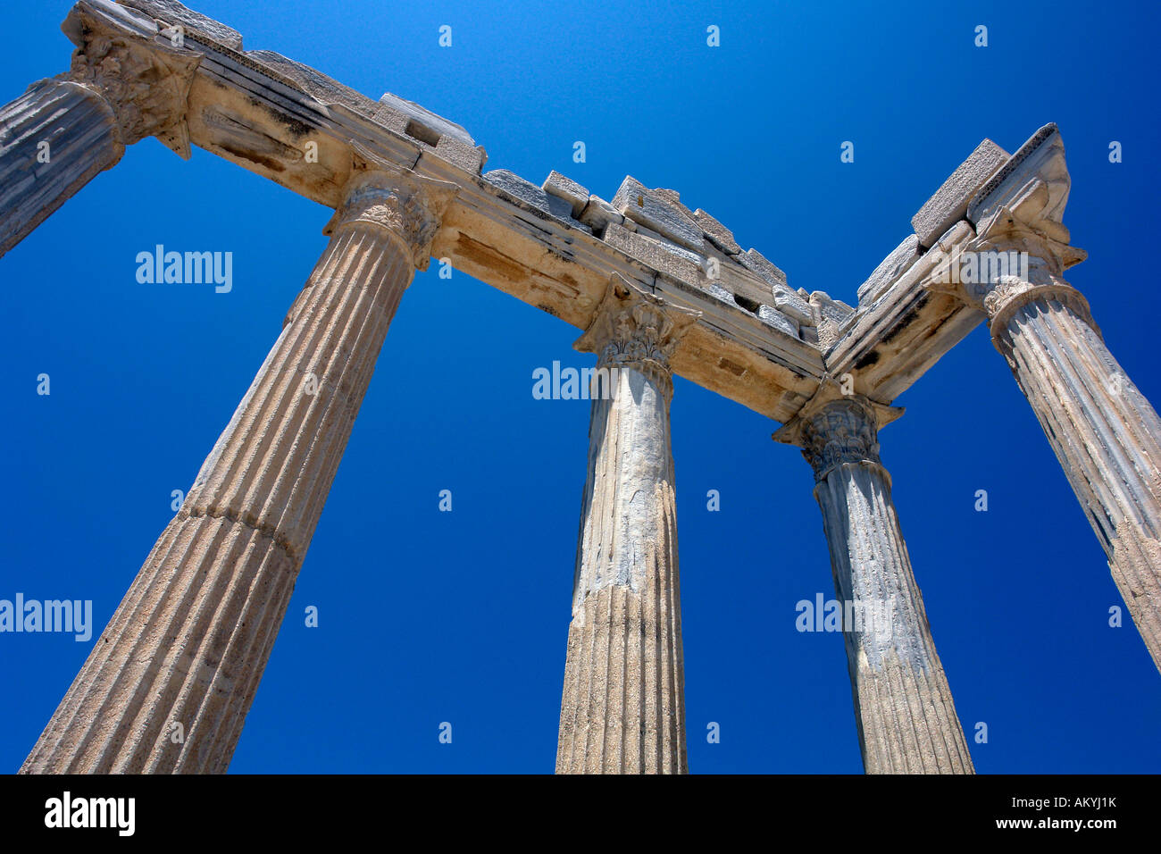 Roman ruins in the townscape of Side. Apollon Temple, Side, Turkey. Stock Photo