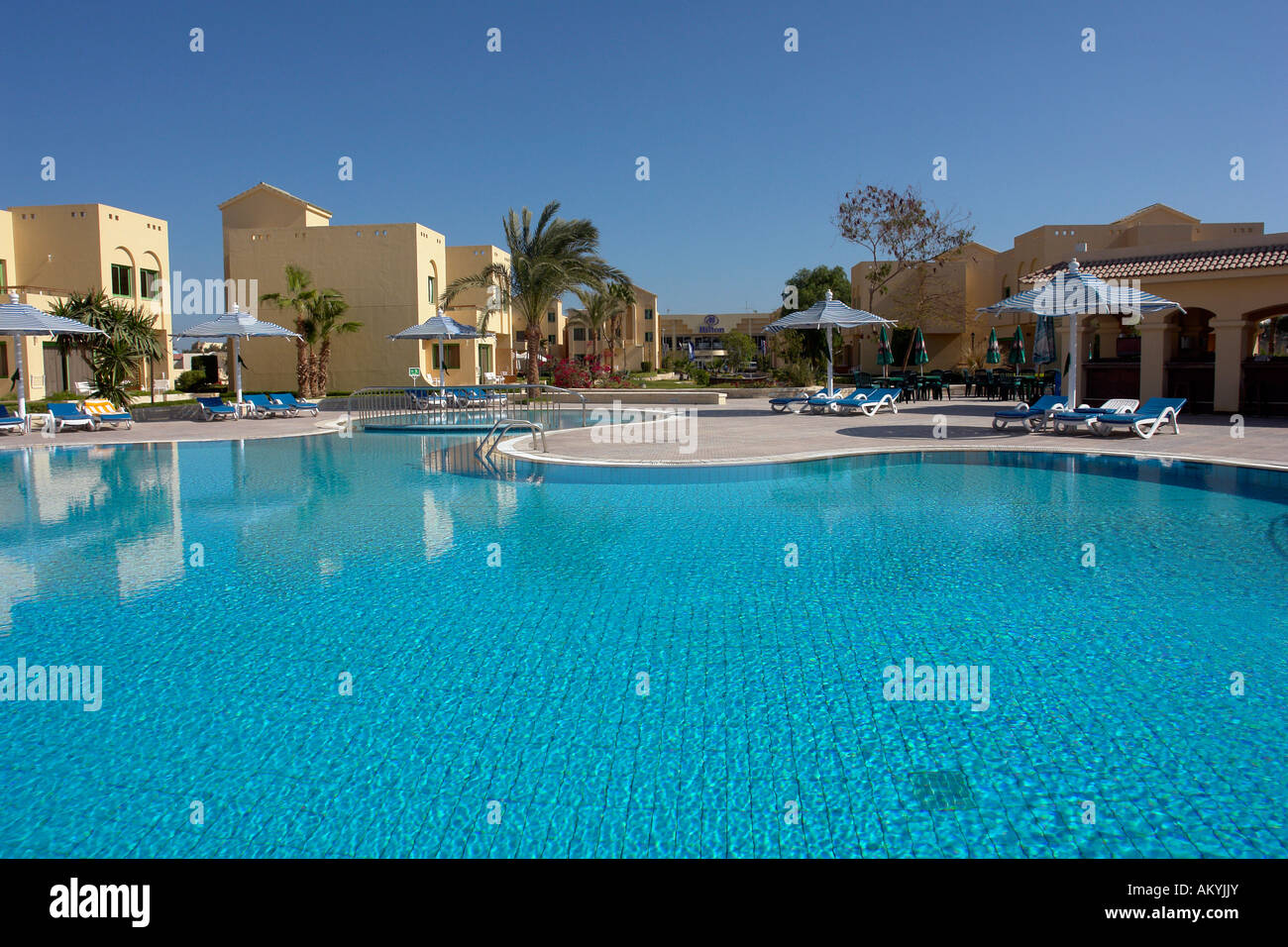 Bathing resort Hurghada at the Red Sea. Hilton Long Beach Resort, Hurghada, Egypt Stock Photo