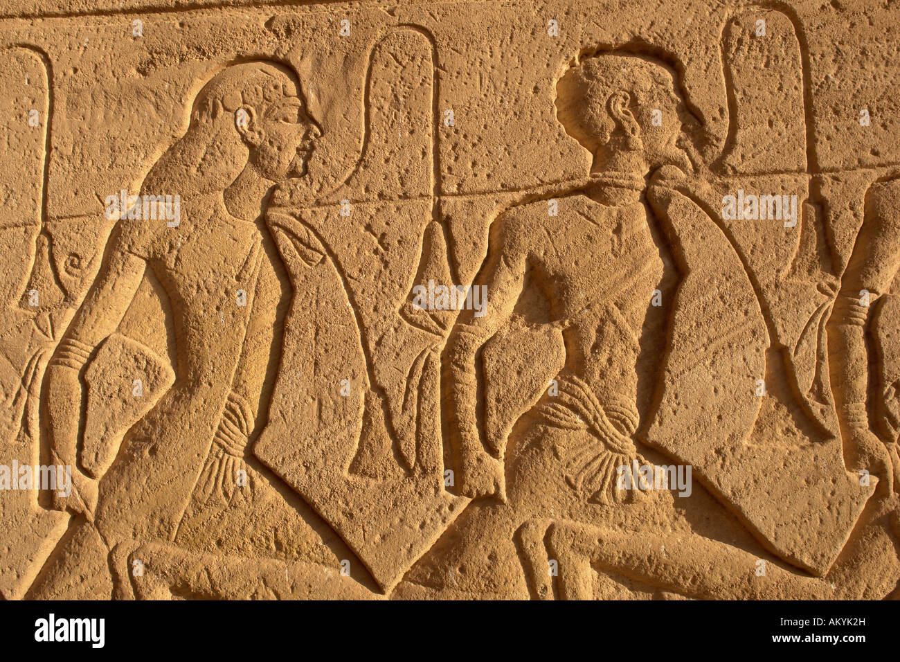Ramses temple - Legends about the hero acts of the King, Abu Simbel, Egypt Stock Photo