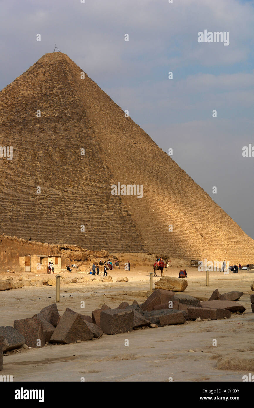 The pyramids in Gizeh. Cheops pyramid against sky, Gizeh, Cairo, Egyt Stock Photo