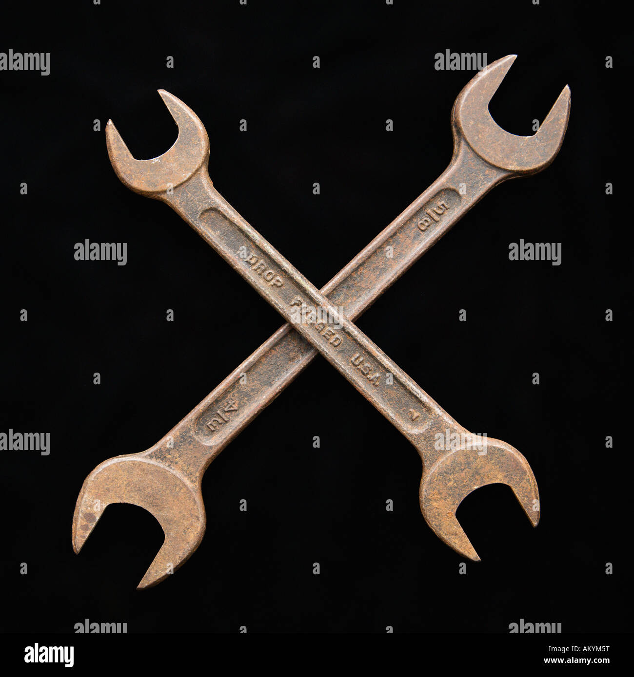 Two crossed crescent wrenches Stock Photo Alamy