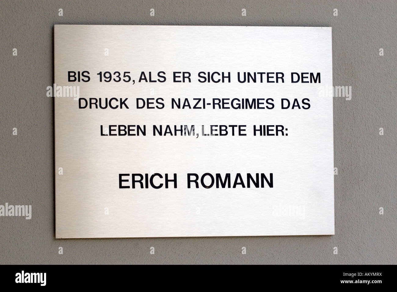 Memorial plaque of Erich Romann, Berlin, Germany Stock Photo