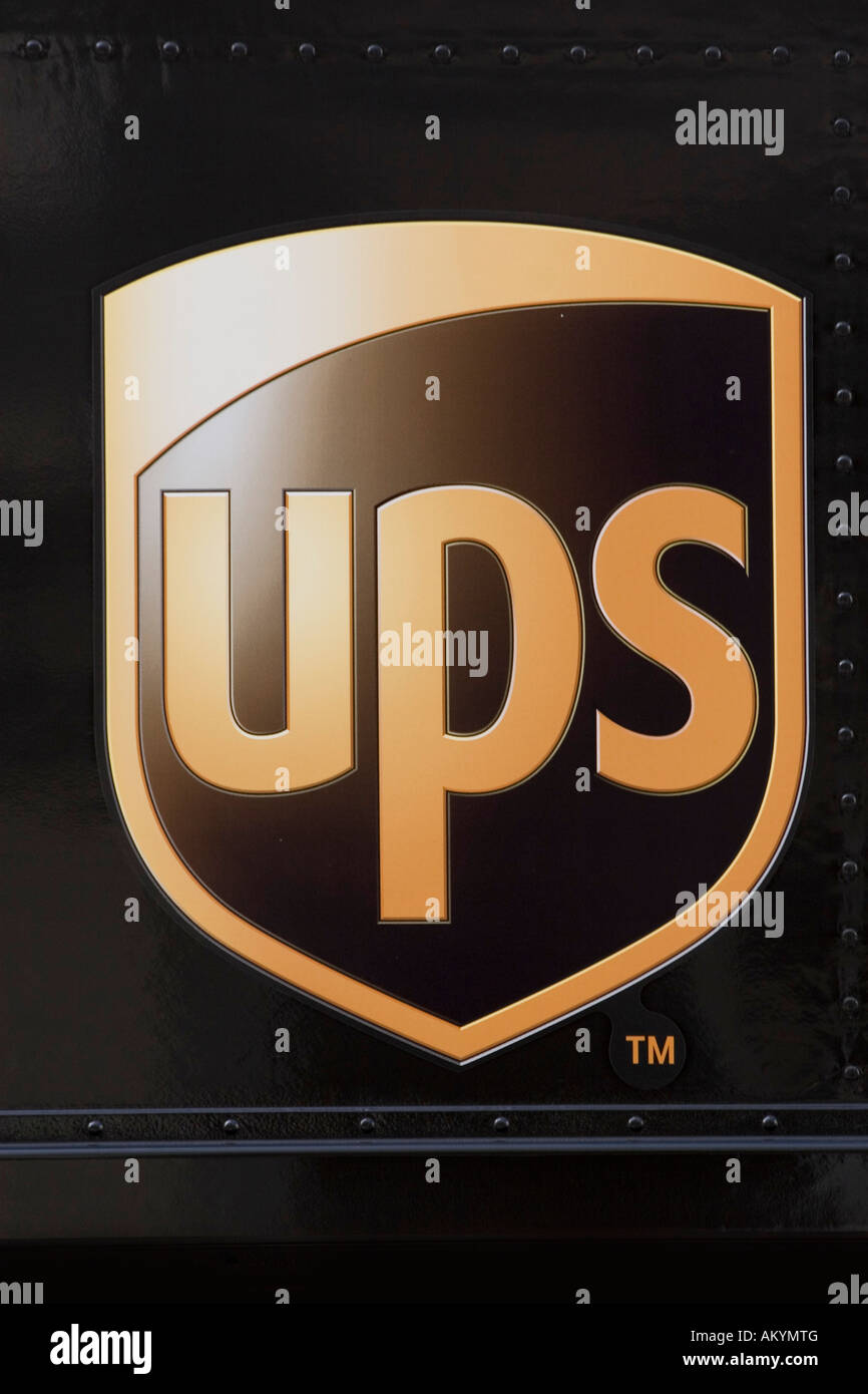 The company logo of the United Parcel Service (UPS) Stock Photo