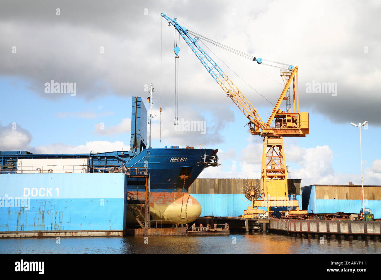 Dry dock, shipyard of Emden, Lower Saxony, Germany Stock Photo