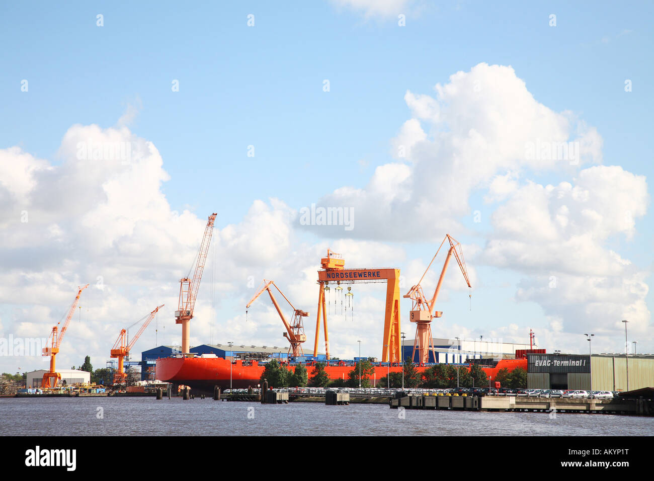 Dockyard Nordseewerke, port of Emden, Lower Saxony, Germany Stock Photo