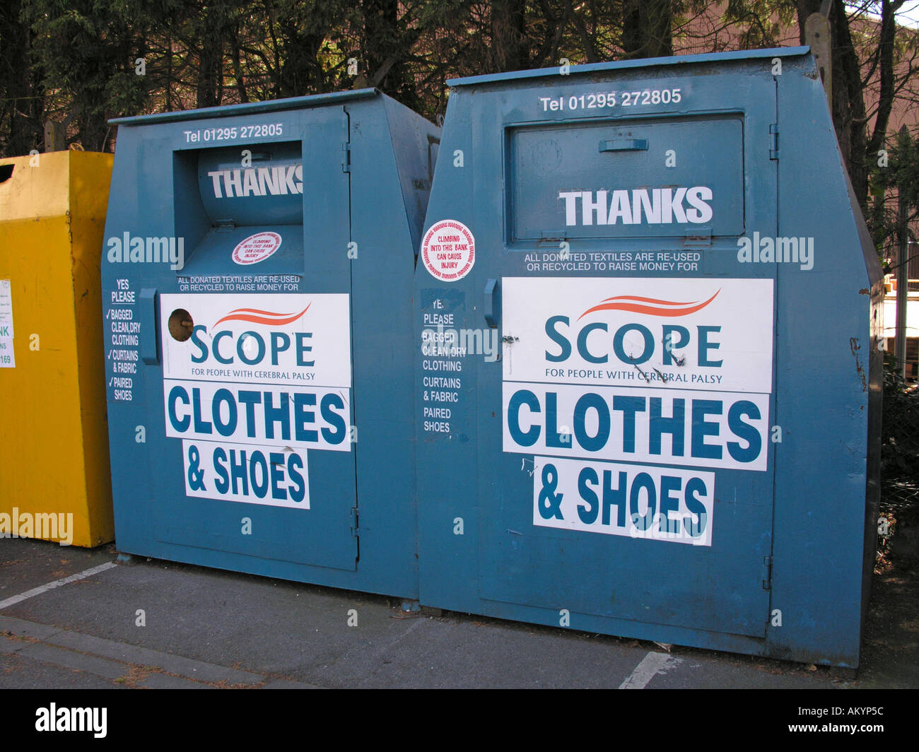 clothes and shoe bank at recycling centre Durrington West Sussex Stock