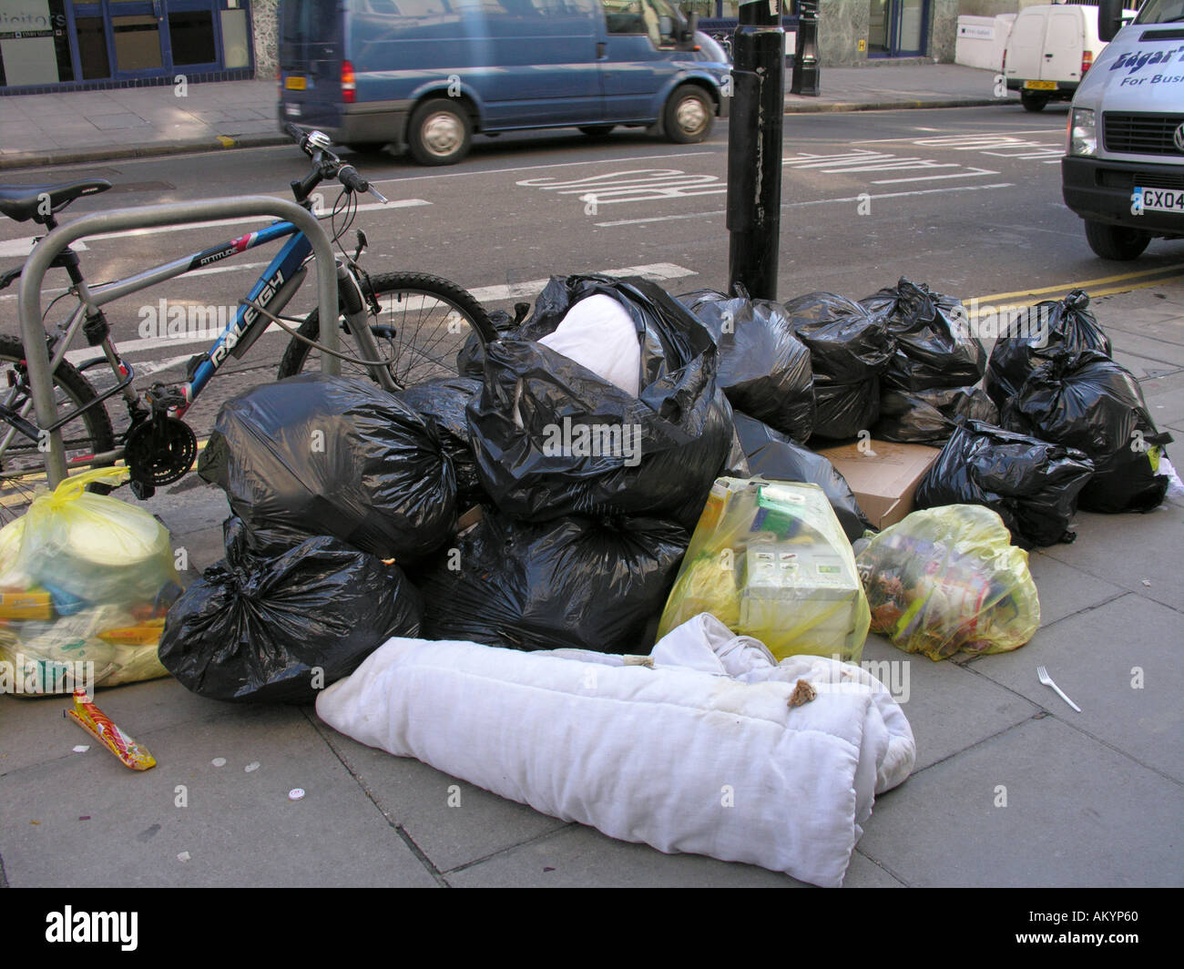 household rubbish awaiting collection in Brighton Sussex a place where
