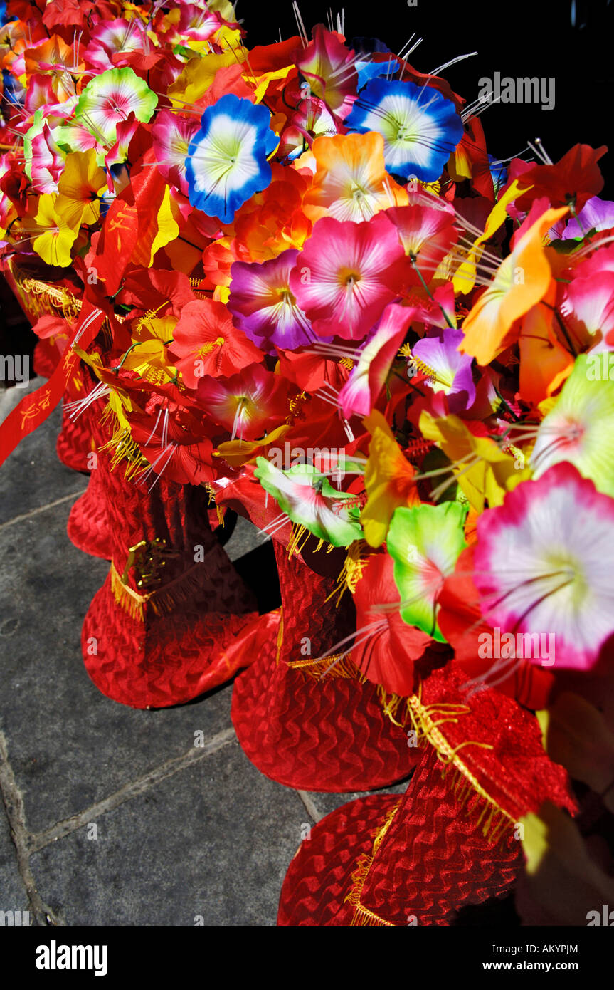 Bouquet of artifical flowers, Tibet Stock Photo