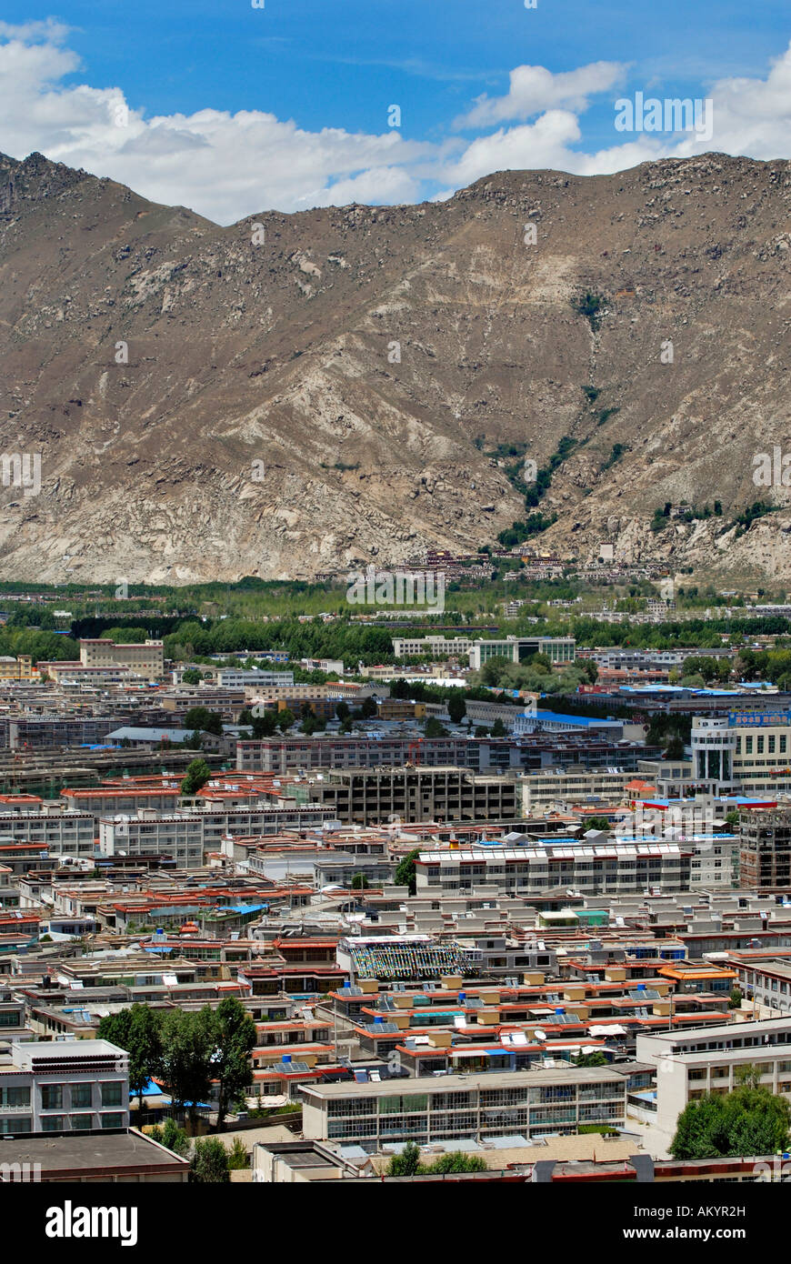 View on new development areas, Lhasa, Tibet Stock Photo