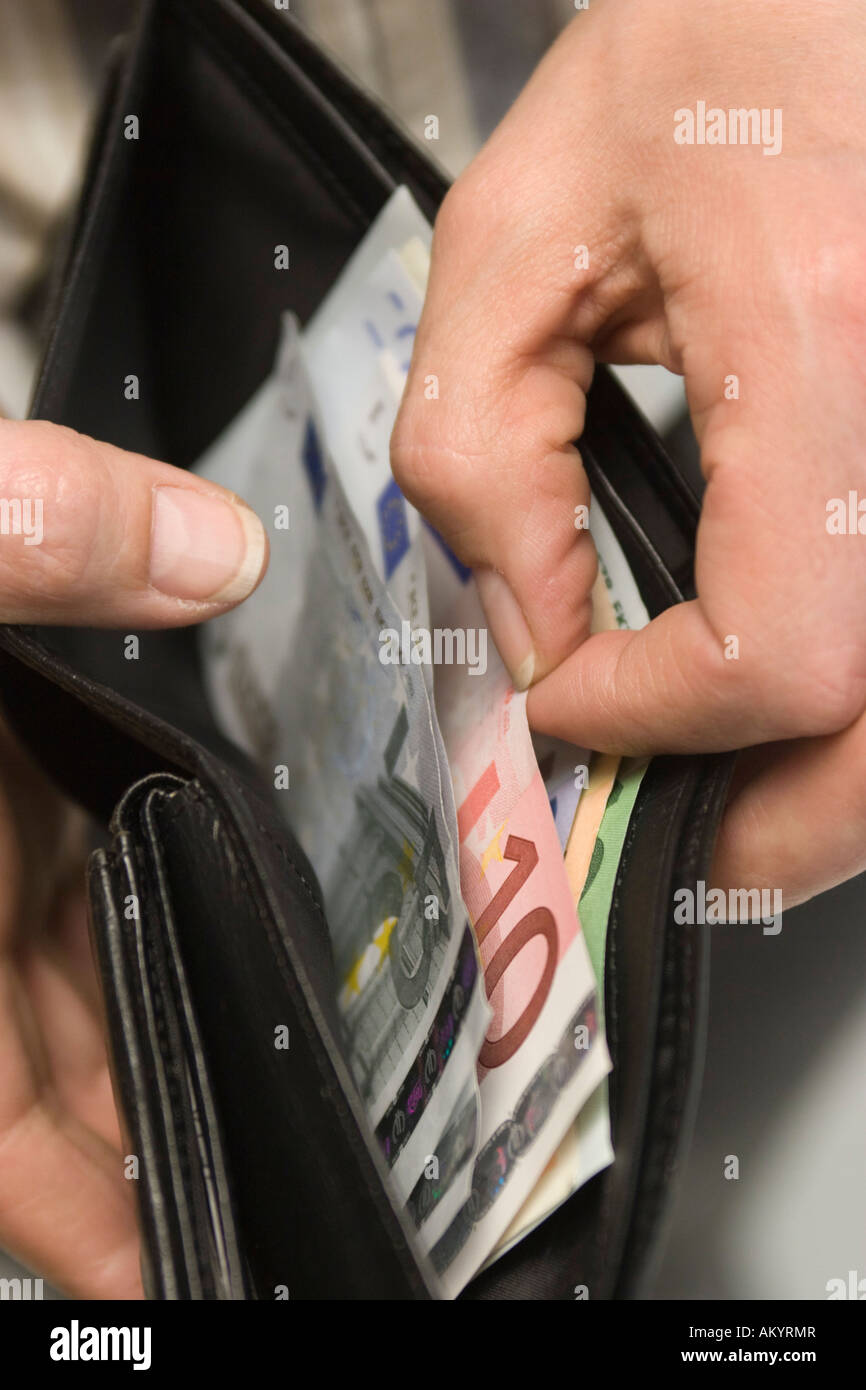 Purse with banknotes Stock Photo