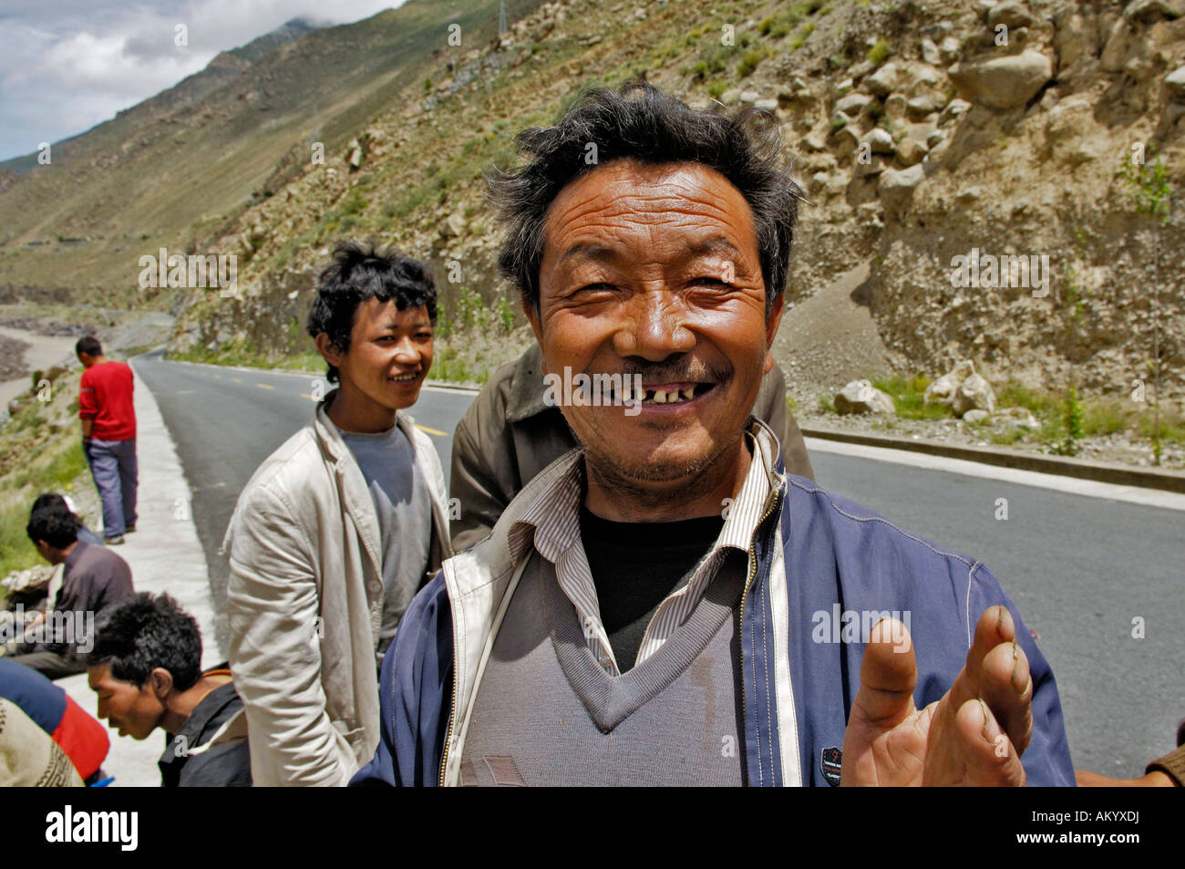 Happy Tibetan near Lhasa, Tibet, Asia Stock Photo