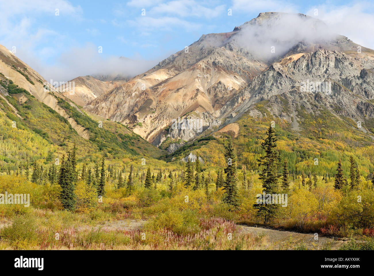 Coloful mountains, Talkeetna Mountains, Glenn Highway, Alaska, USA