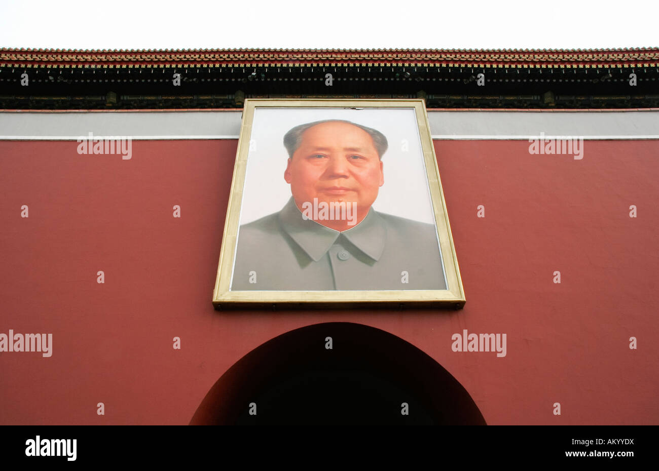 Portrait of Mao Zedong at the Tiananmen gate, Beijing, China, Stock Photo