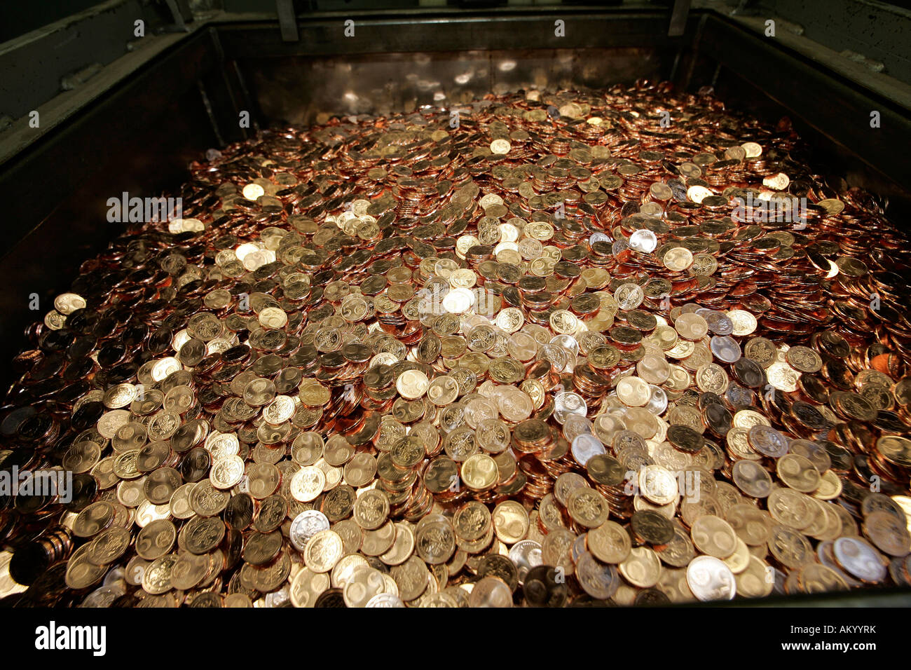Many new made 5-Cent-Coins Stock Photo - Alamy
