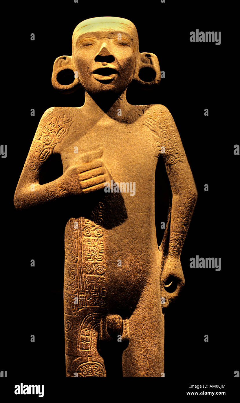 National Anthropology Museum Mexico City  Huastec Youth on his back  Wind God Tamuin Stock Photo