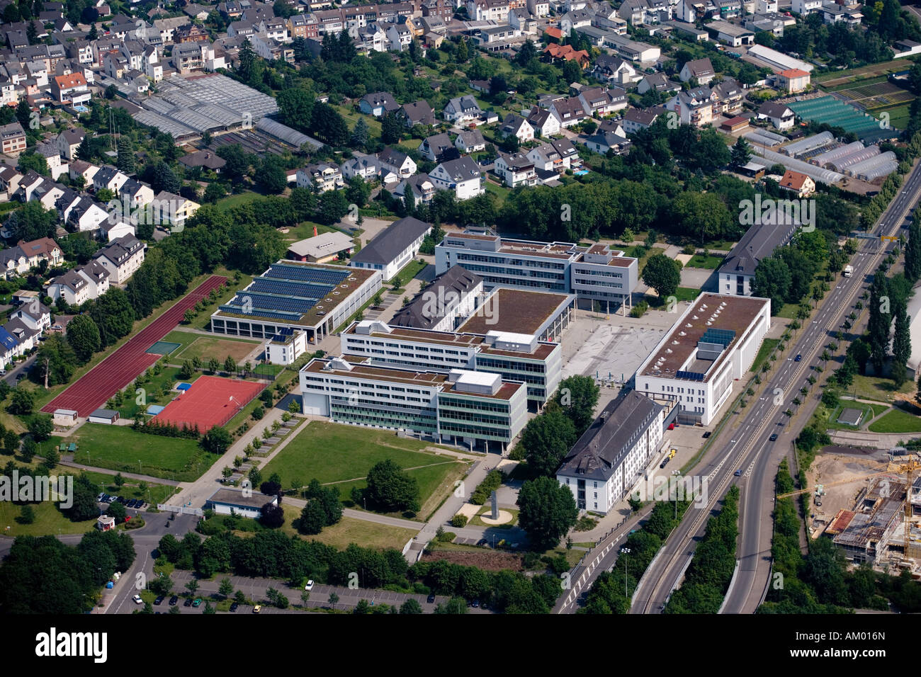 Aerial view from the university of Koblenz Rhineland-Palatinate Germany Stock Photo