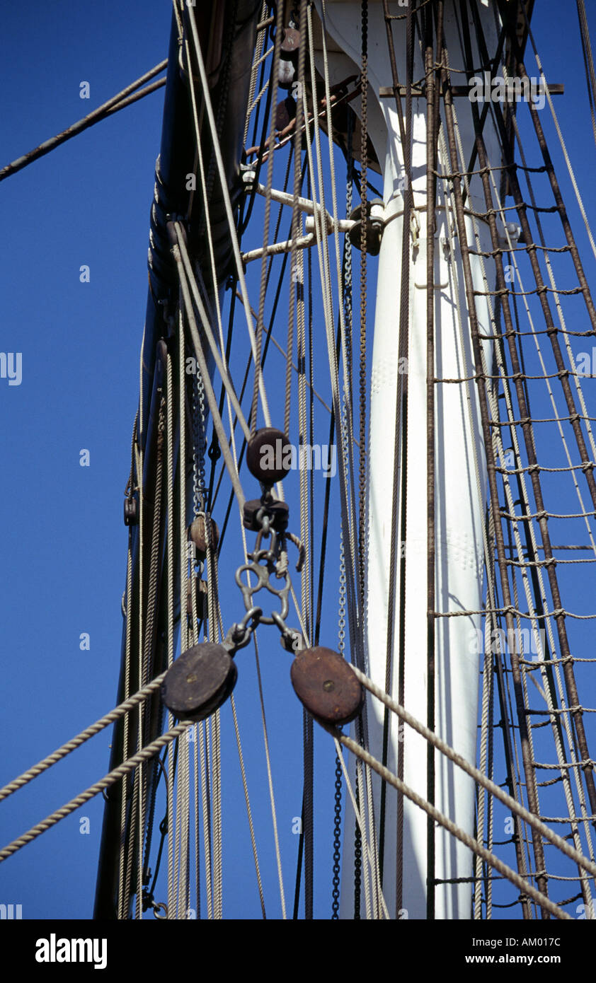 Detail of Ships Rigging on the Cutty Sark, Greenwich, London Stock Photo