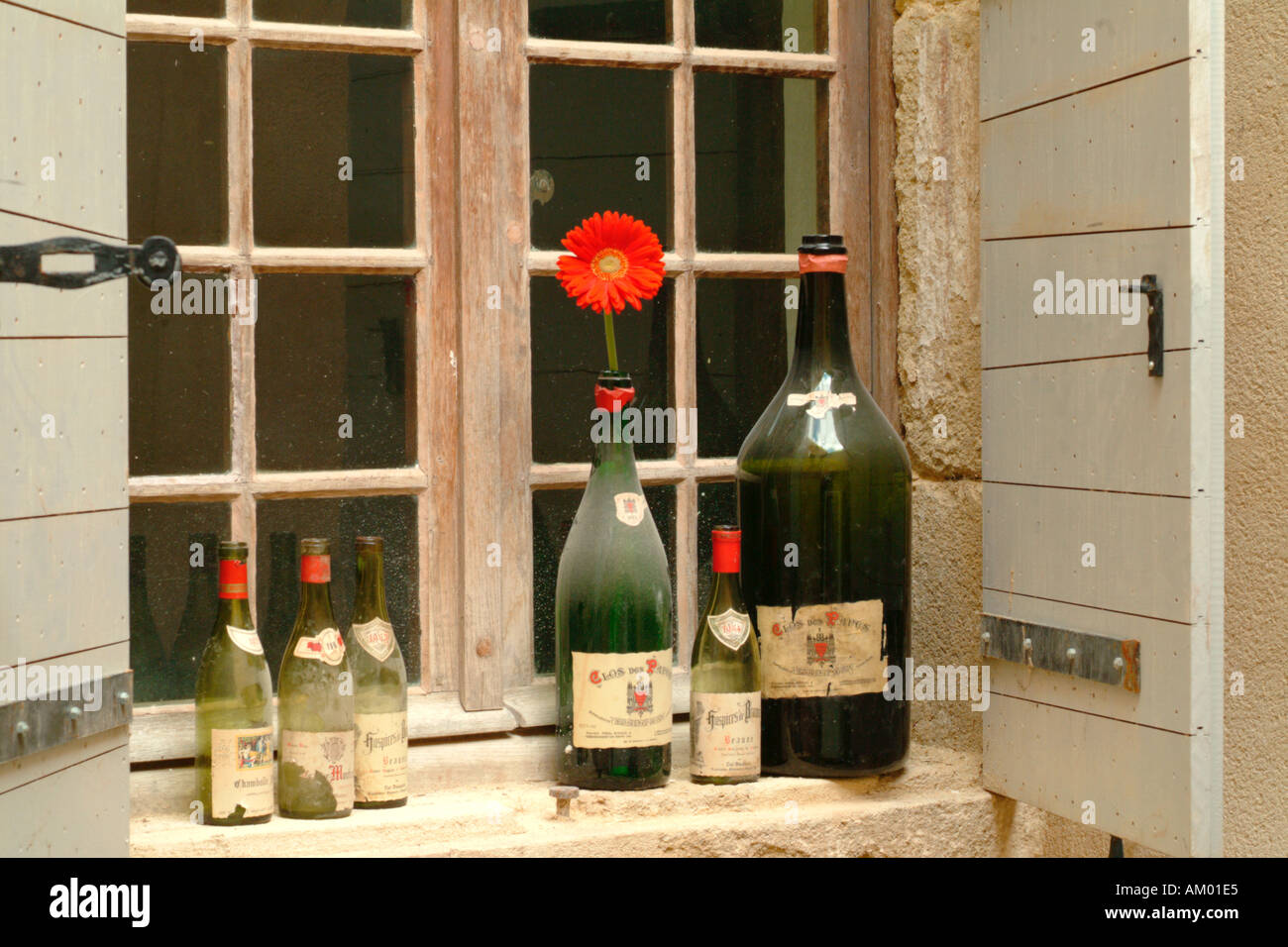 Old Wine bottles France Stock Photo