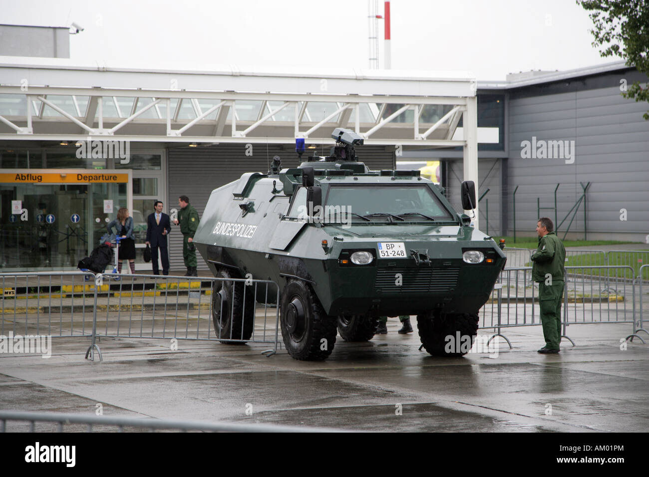 Armoured car of the Federal Police at the airport in Berlin-Schoenefeld, Germany Stock Photo