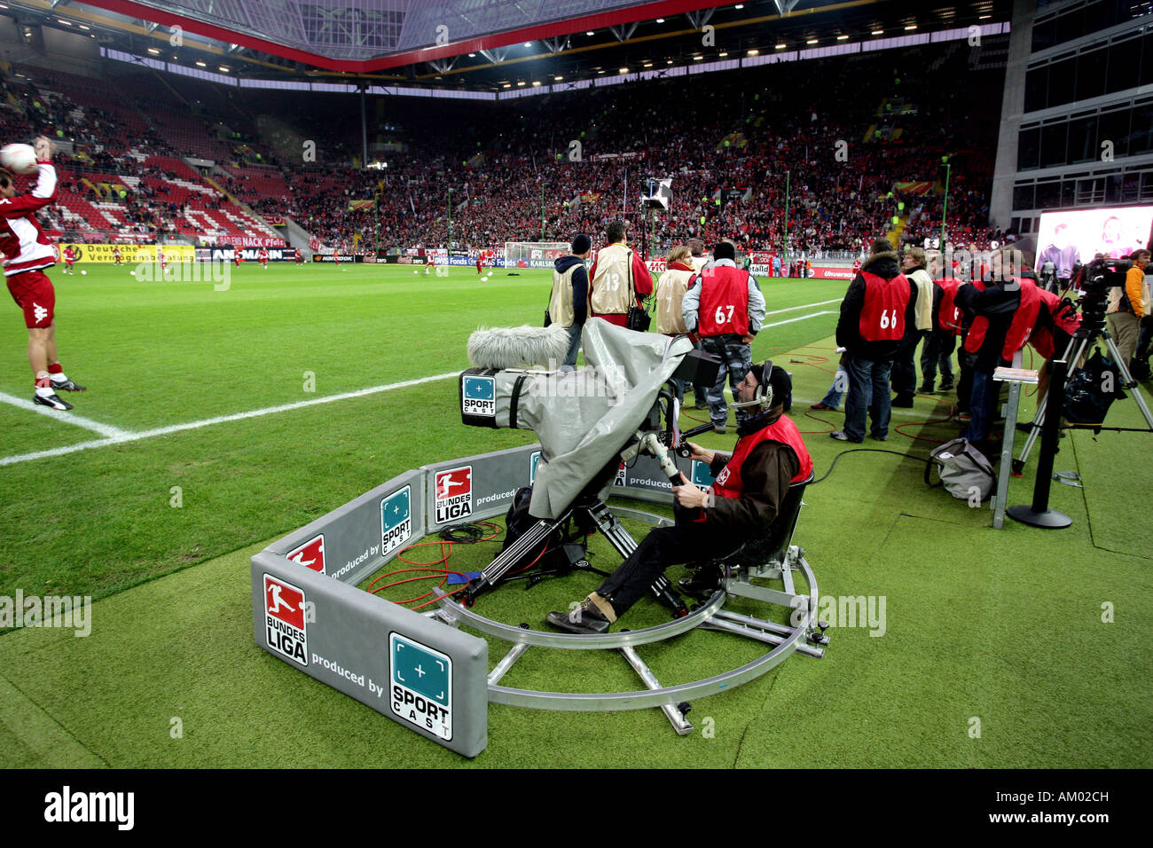 Cameraman at the soccer field in Kaiserslautern Stock Photo