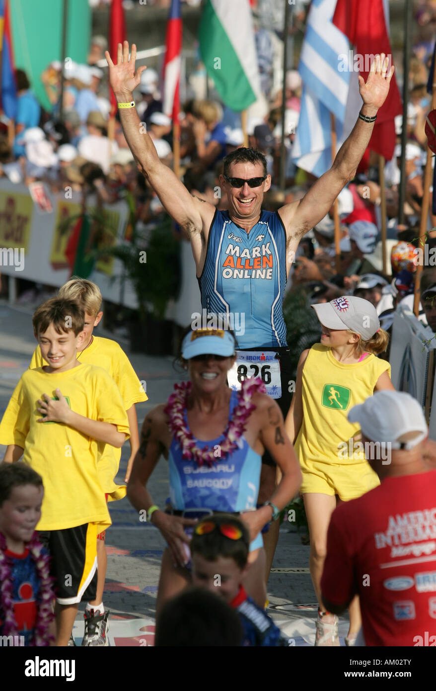 Triathlet Robert Schloegel during the Ironman World Championship in Kailua-Kona Hawaii USA Stock Photo