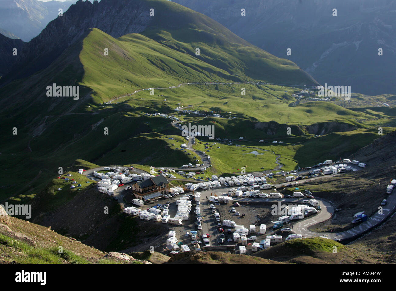 Col de Galibier mountain pass, during a stage of the Tour de France Stock Photo