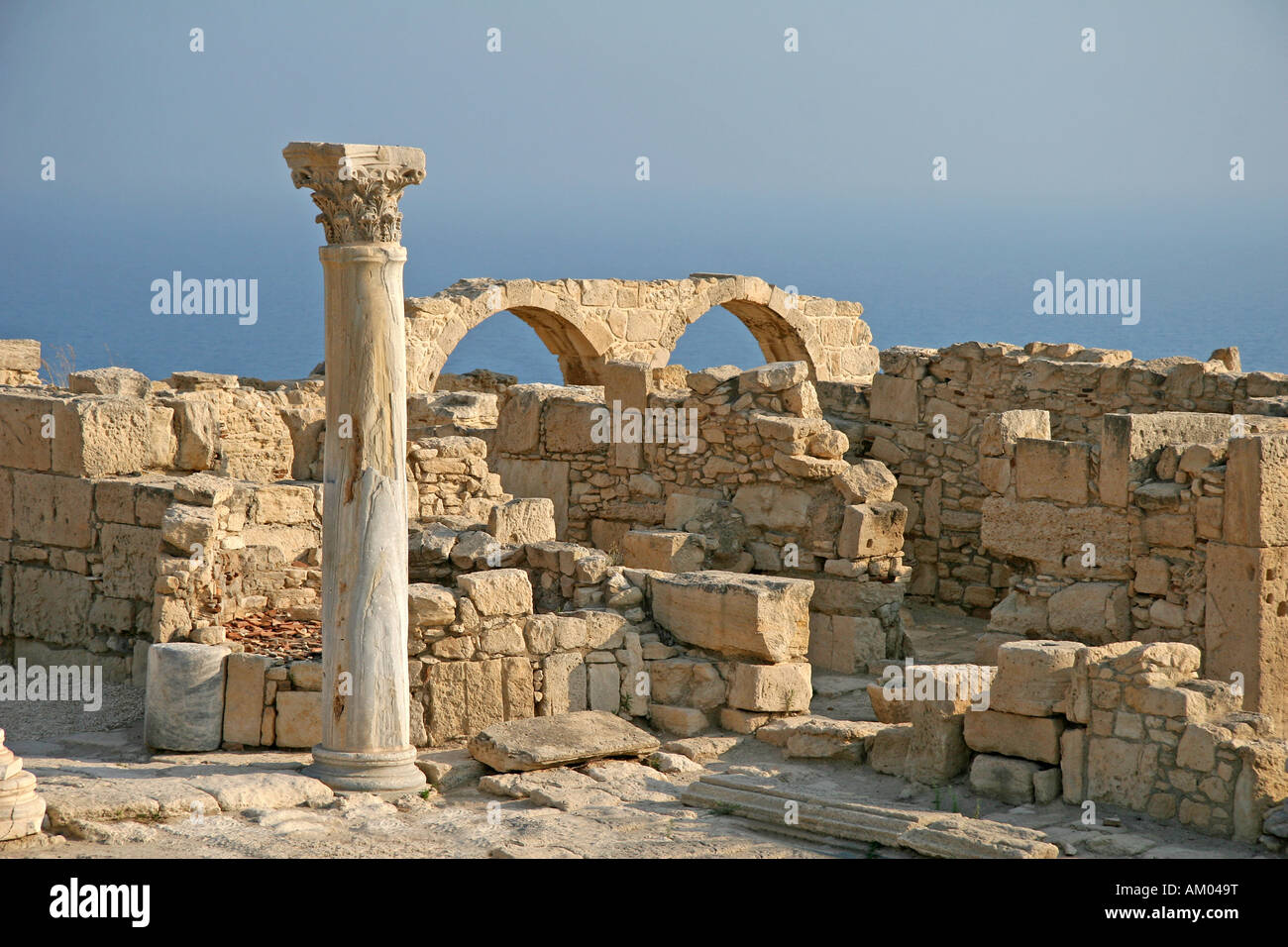 Sanctuary of Apollo Hylates, roman and greek columns, Kourion, Cyprus Stock Photo