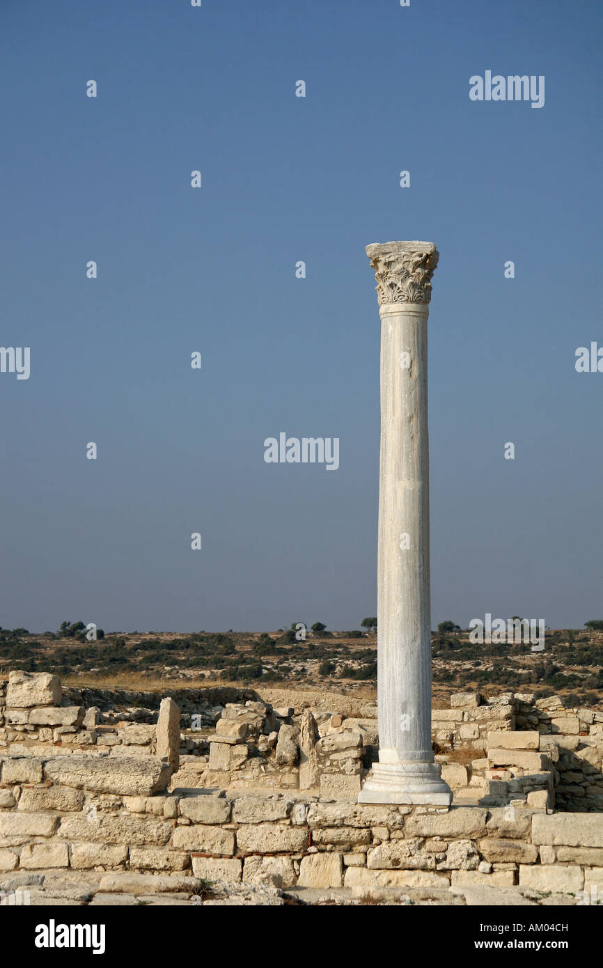 Sanctuary of Apollo Hylates, roman column, Kourion, Cyprus Stock Photo