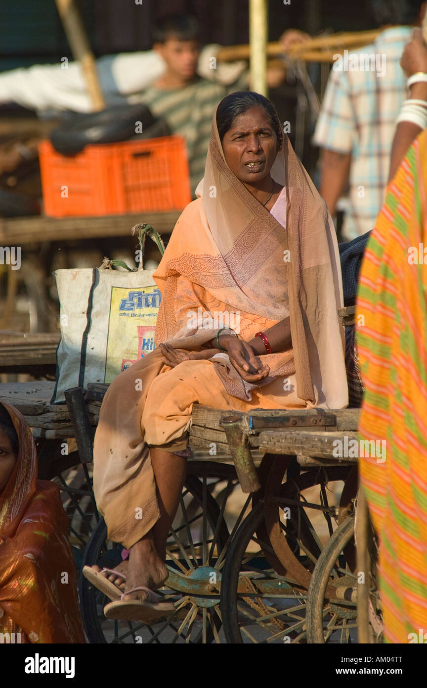 A Rajasthani woman in the market of Jodhpur, India. - Stock Image