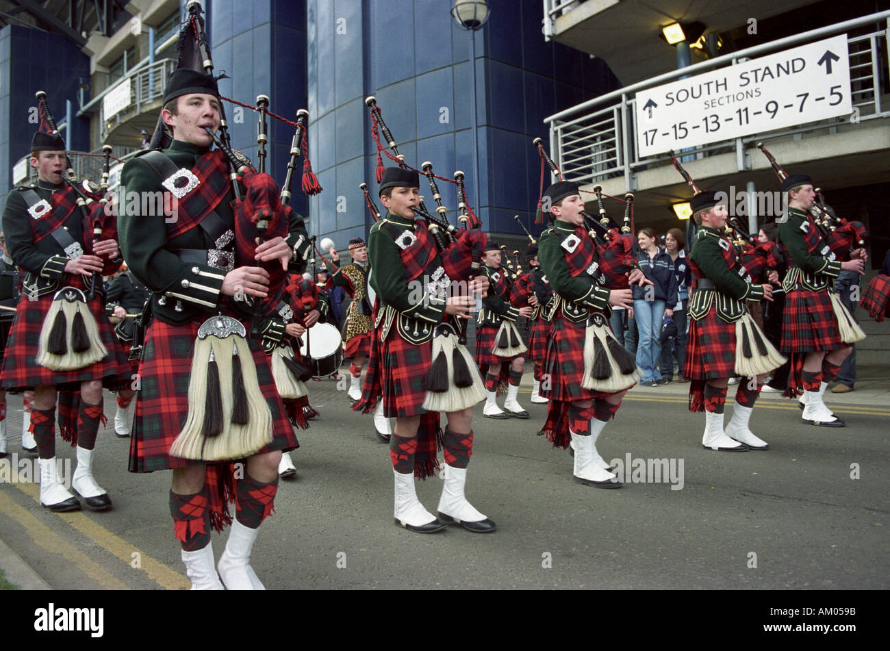 Pipe Band Murrayfield stadium Edinburgh Scotland Stock Photo Alamy