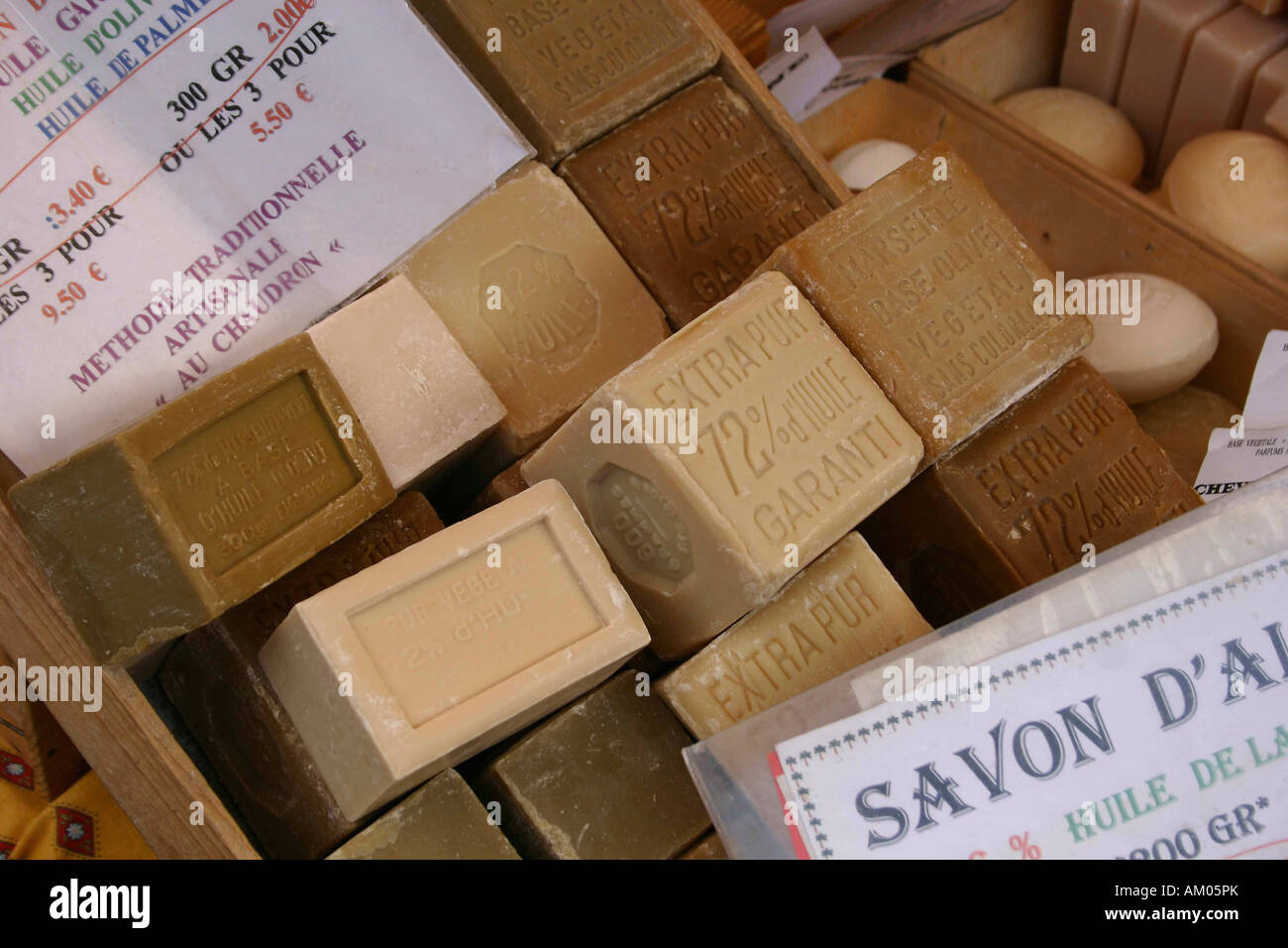 Soap, market, France Stock Photo