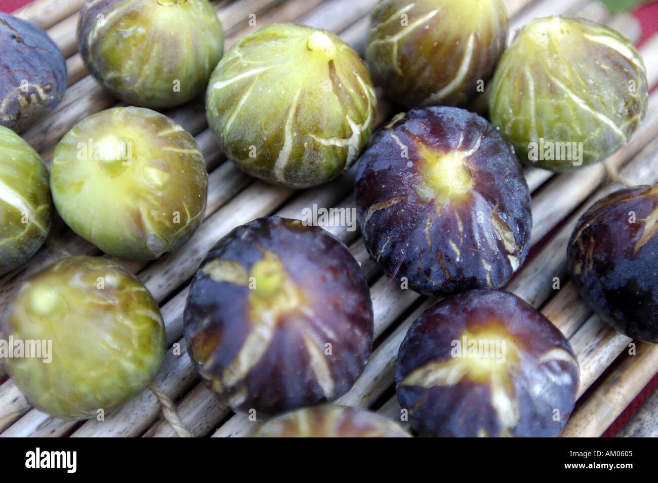 Various types of Figs on display at an outdoor stand Stock Photo Alamy