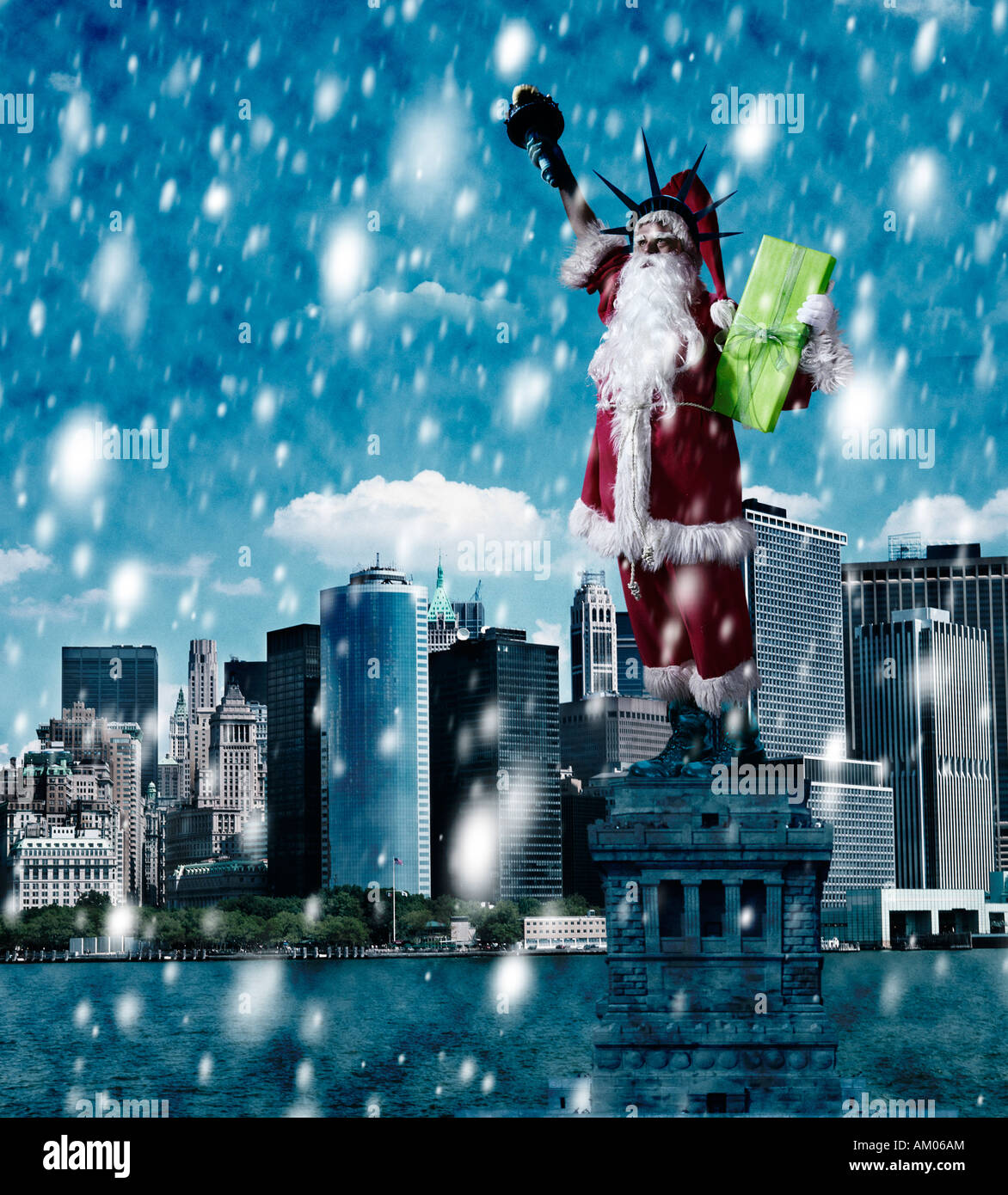 Santa Claus Liberty Statue Stock Photo Alamy