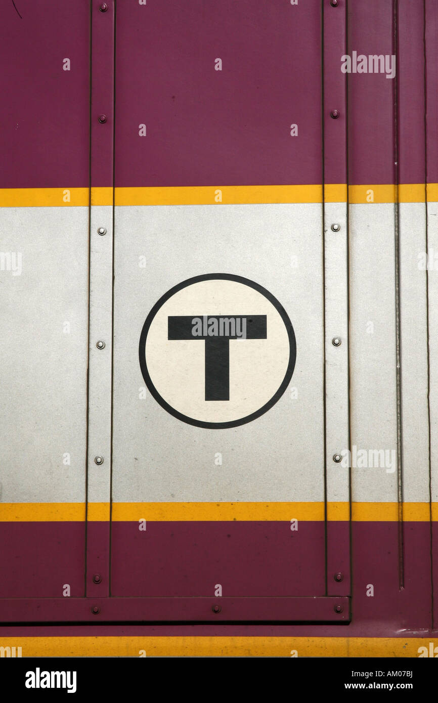 Massachusetts Bay Transit Authority MBTA T Logo on Passenger