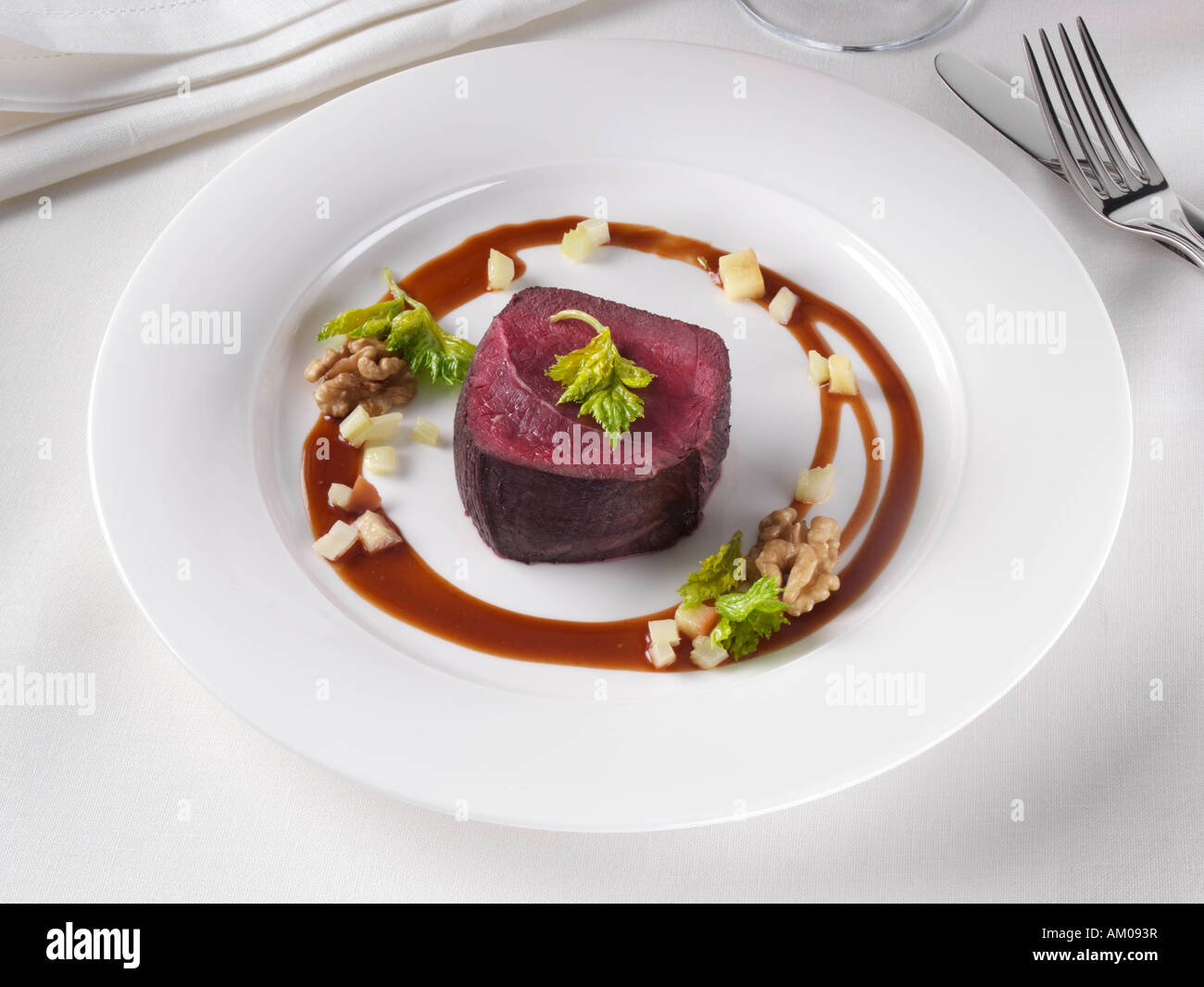 Medallion of venison red wine marinade gourmet editorial food