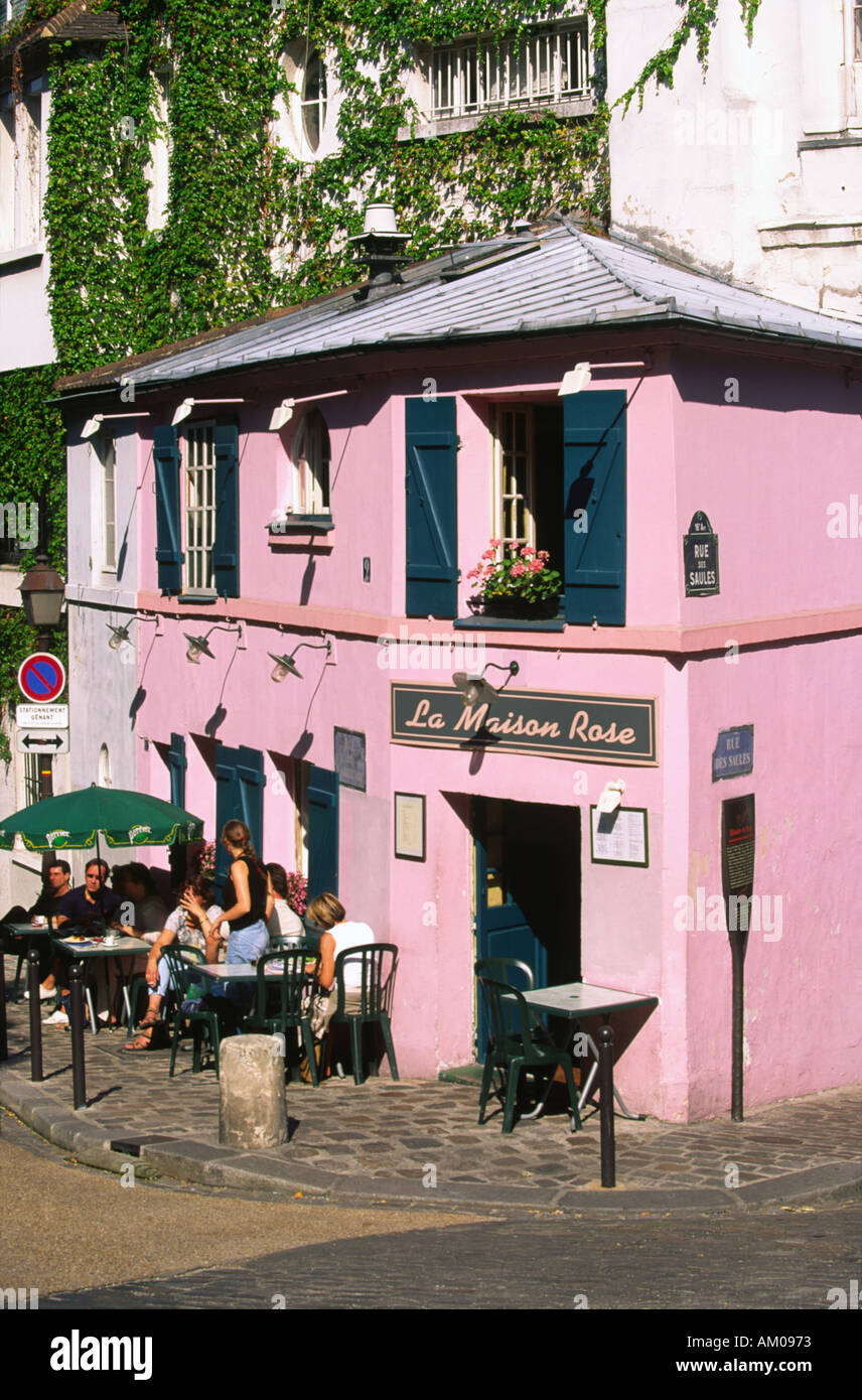 La Maison Rose, Rue St Vincent, Montmartre, Paris, France Stock Photo