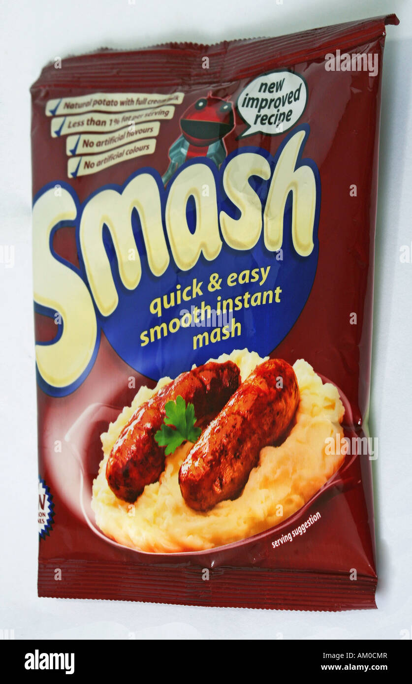 smash potato junk food retro unhealthy diet artrificial Stock Photo