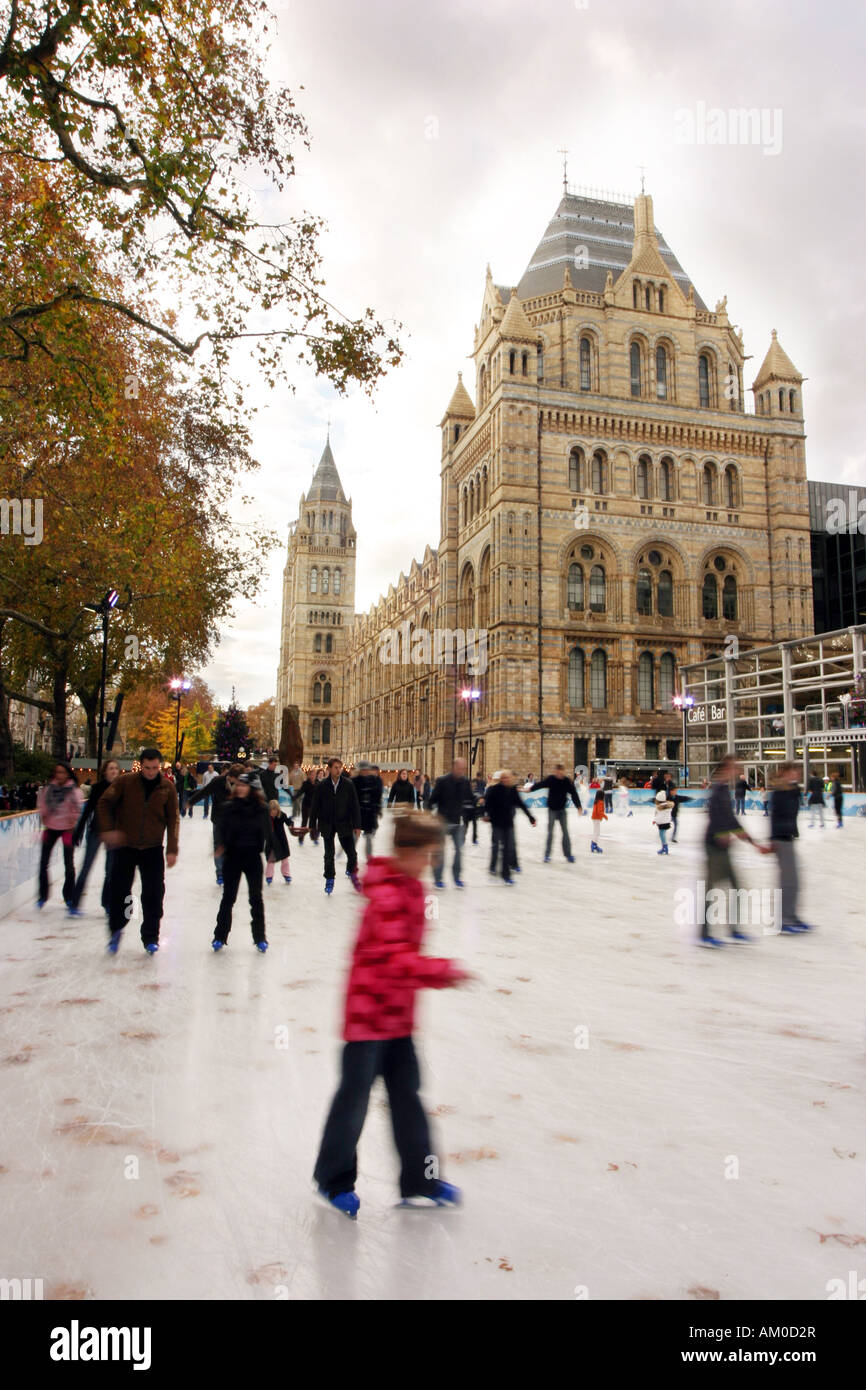 Ice skating, Natural History Museum, London England Stock Photo