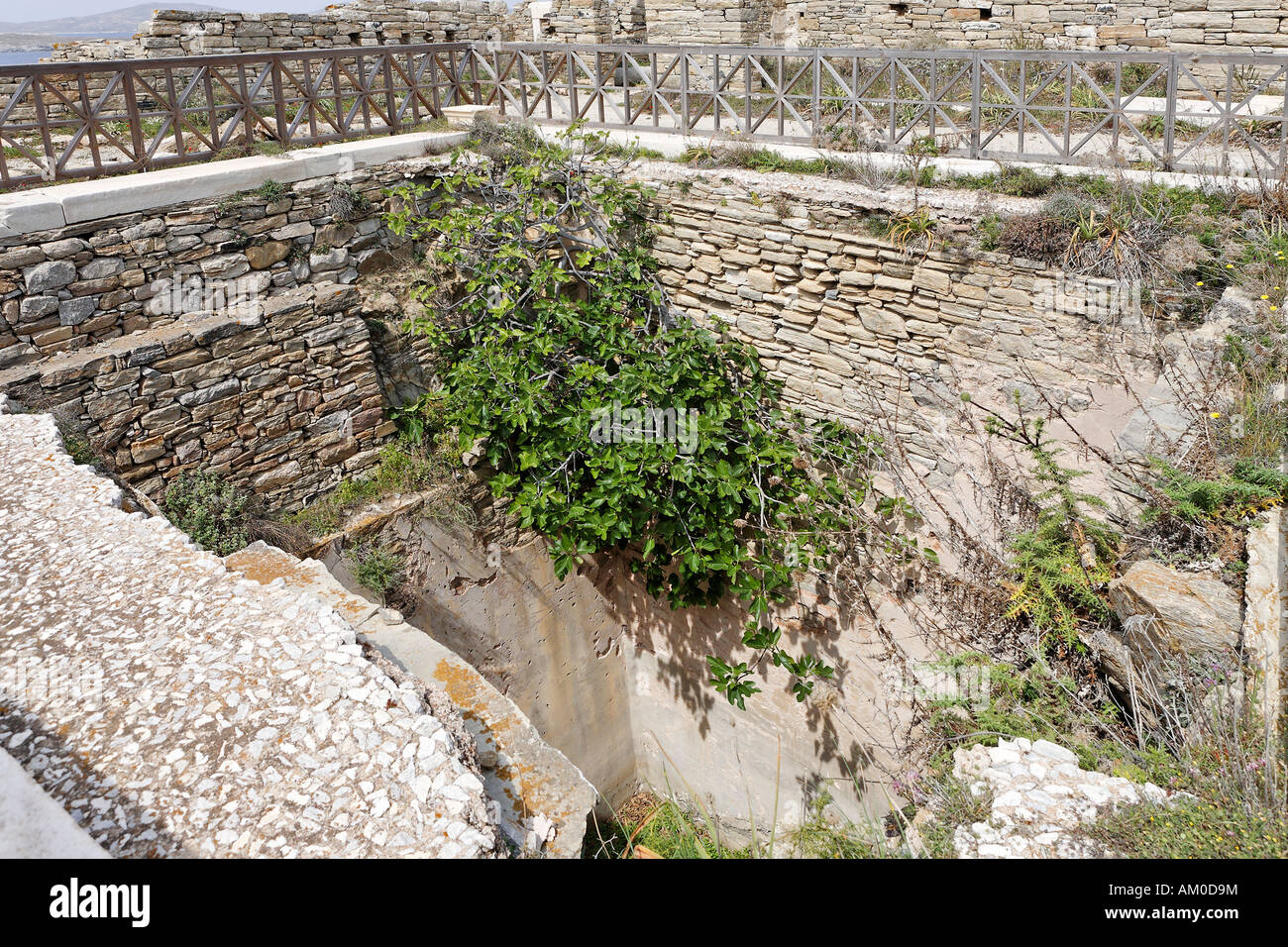 Cistern in so called guest house, Delos, Greece Stock Photo