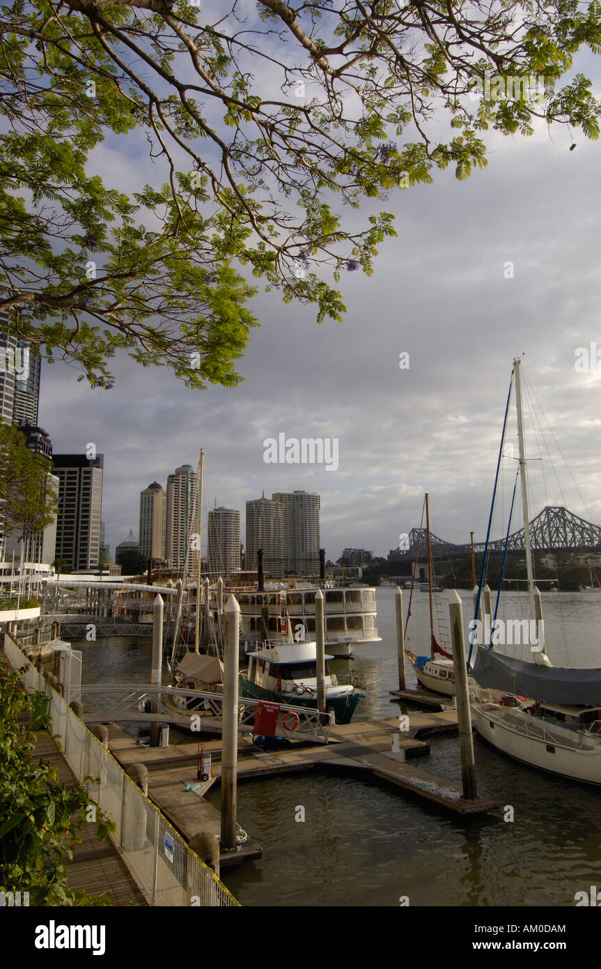 Waterfront along Brisbane River. Brisbane. Queensland. AUSTRALIA Stock Photo