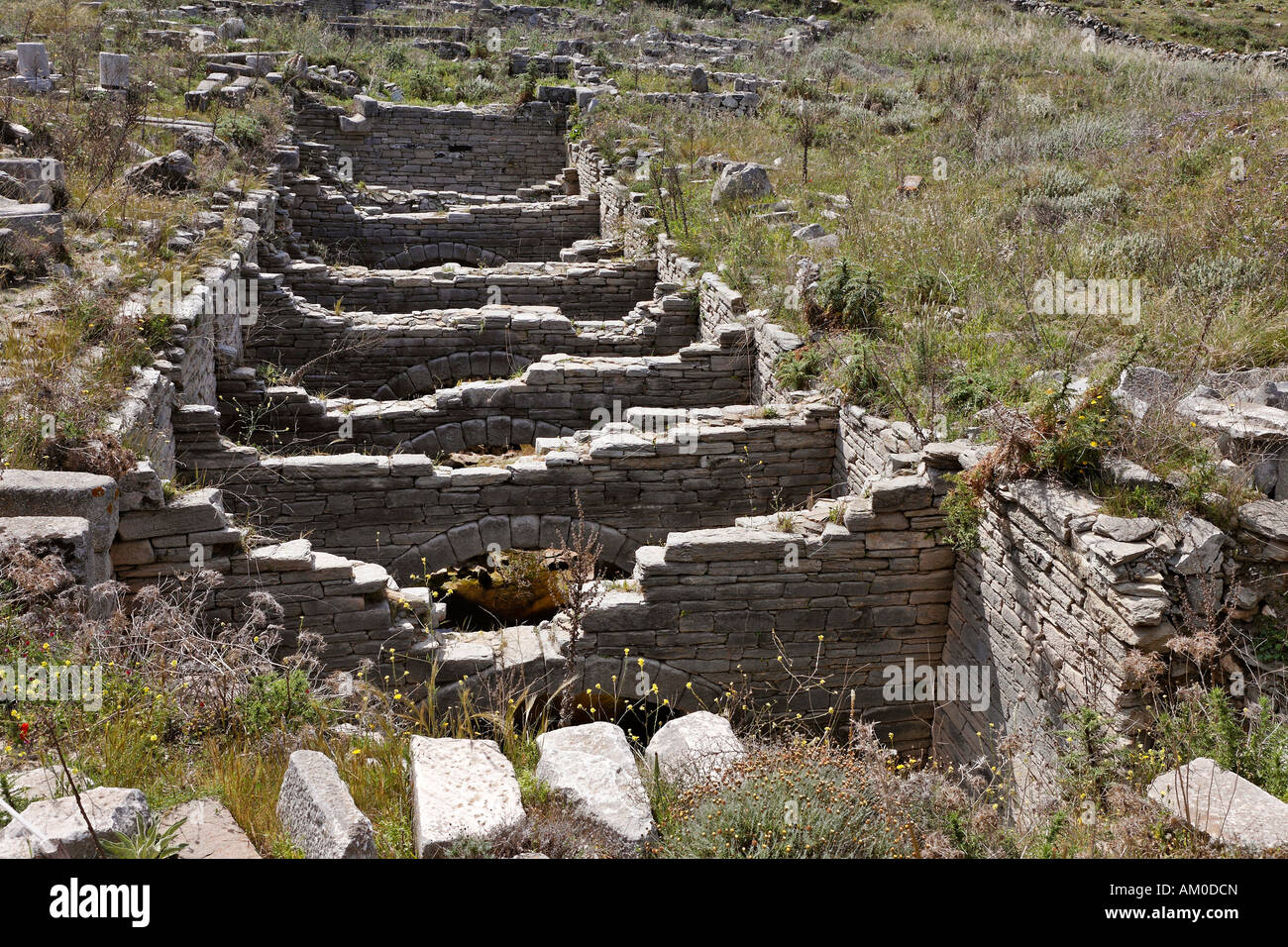 Cistern of the theatre , Delos, Greece Stock Photo