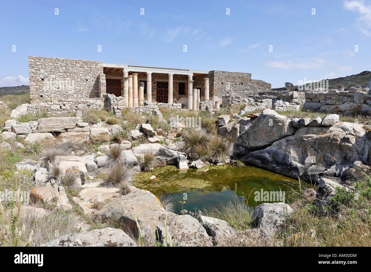 Cistern in front of House of the Masks, Delos, Greece Stock Photo