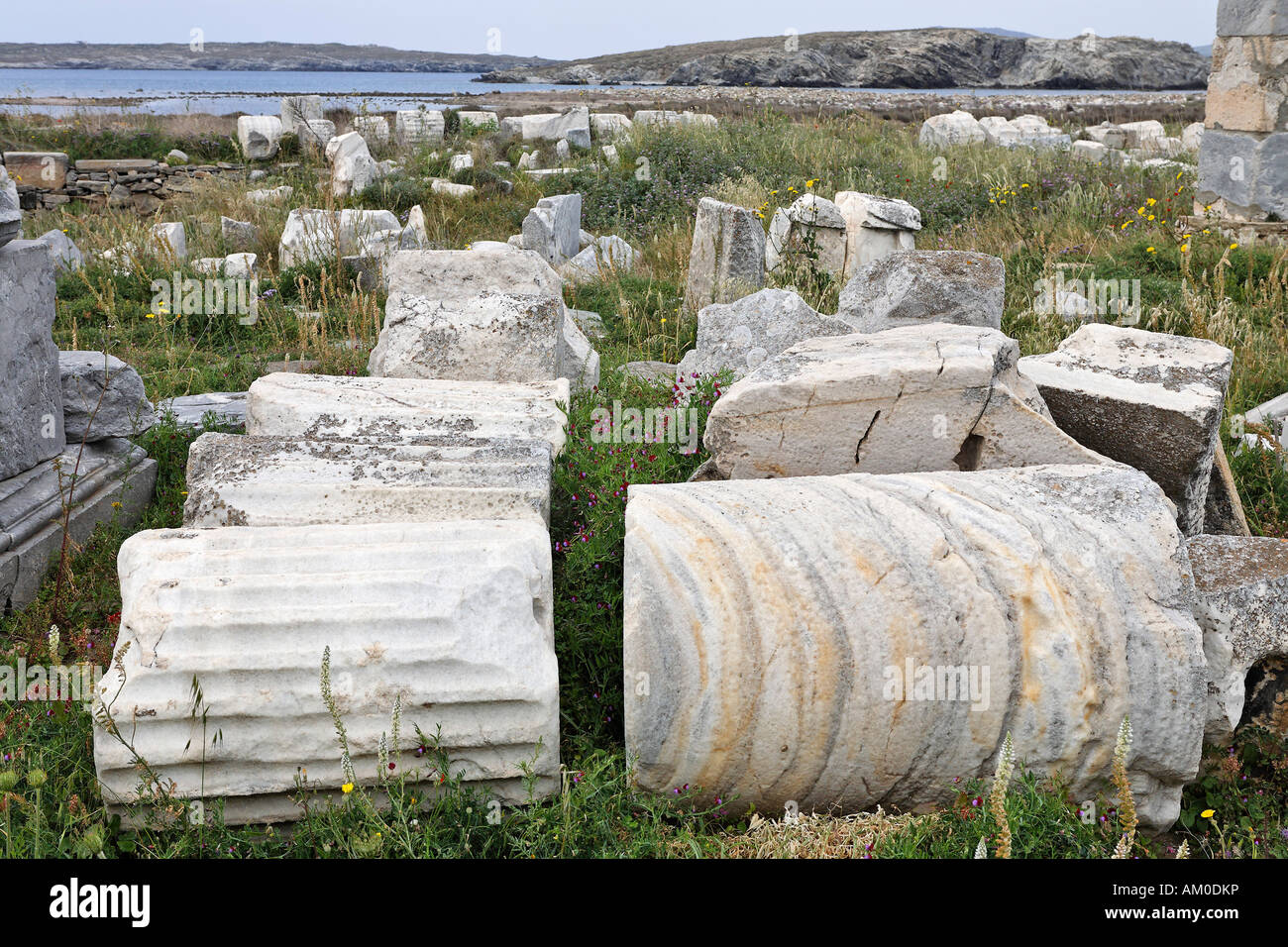 Delos Inscription Column Parts of columns , Delos, Greece Stock Photo - Alamy