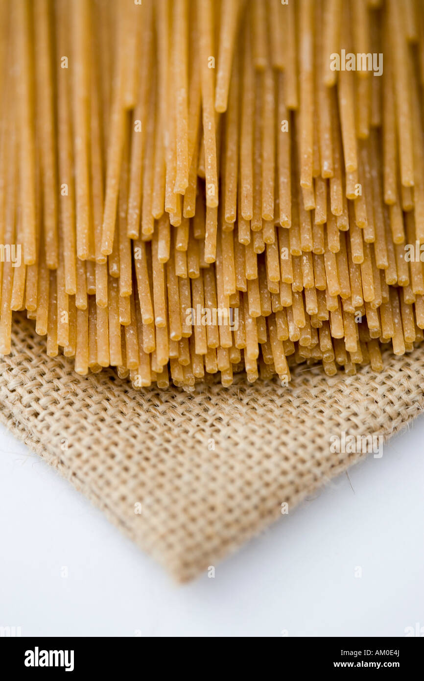 Wholewheat organic spaghetti Stock Photo