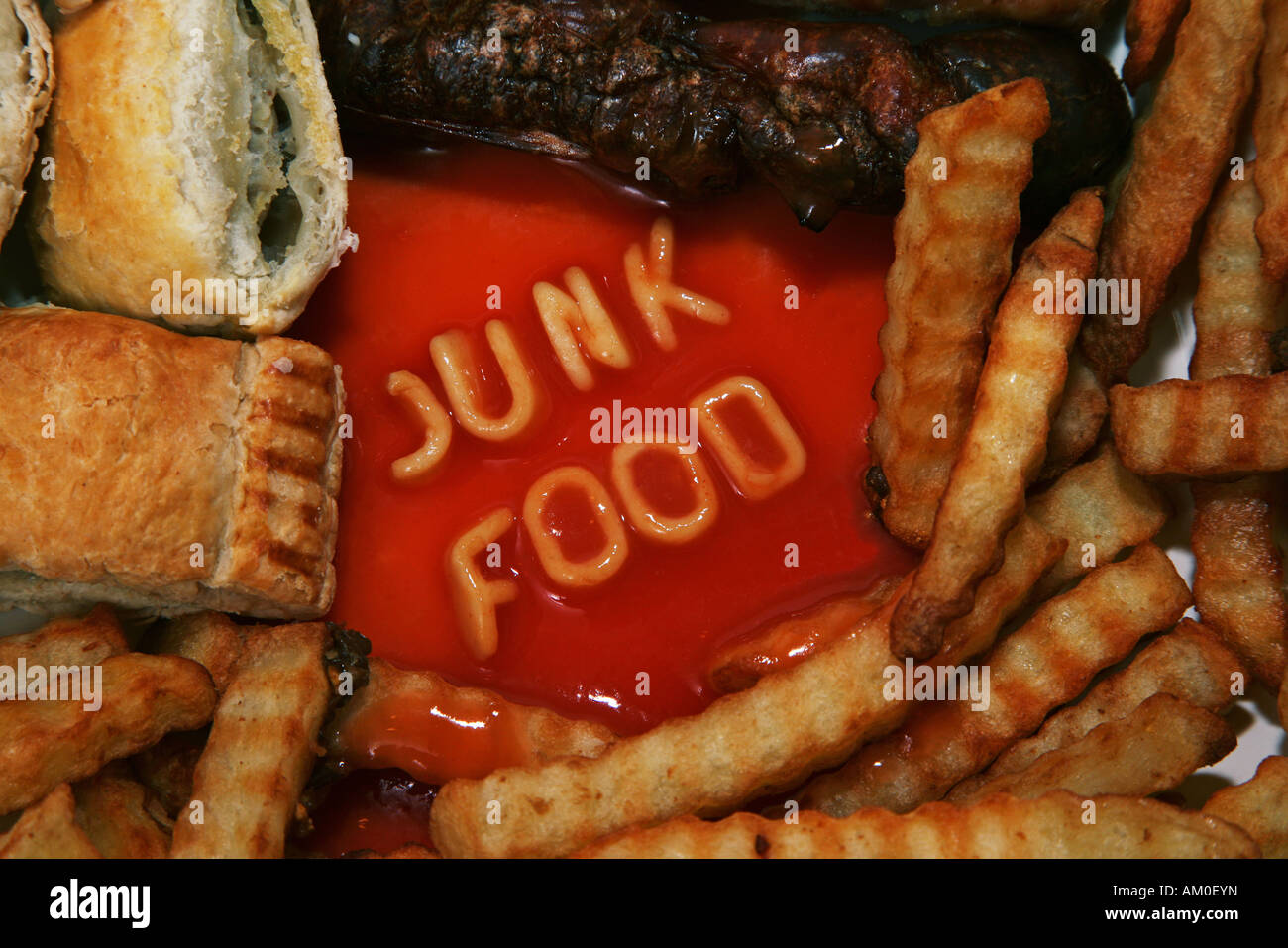 junk food chips sausage roll pie retro unhealthy Stock Photo Alamy