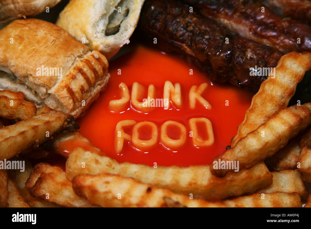 junk food chips sausage roll pie retro unhealthy Stock Photo Alamy