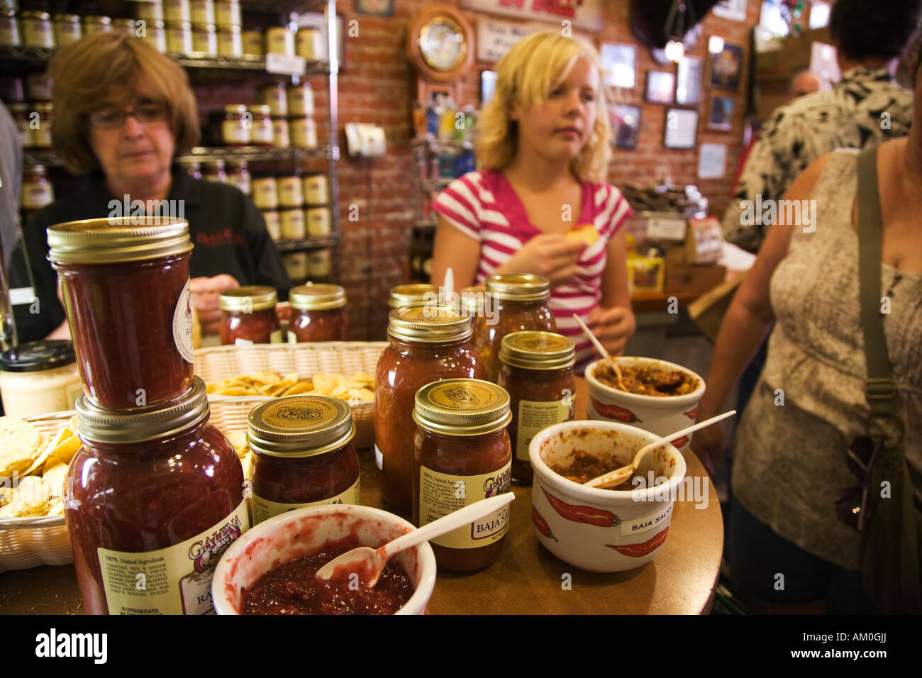 ILLINOIS Galena People taste product samples displayed for tasting in Galena Canning Company
