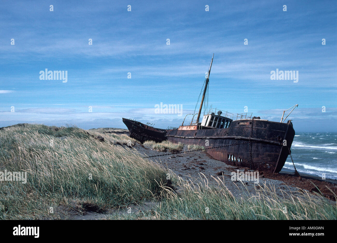 Shipwreck at the Strait of Magellan, Patagonia, Chile Stock Photo