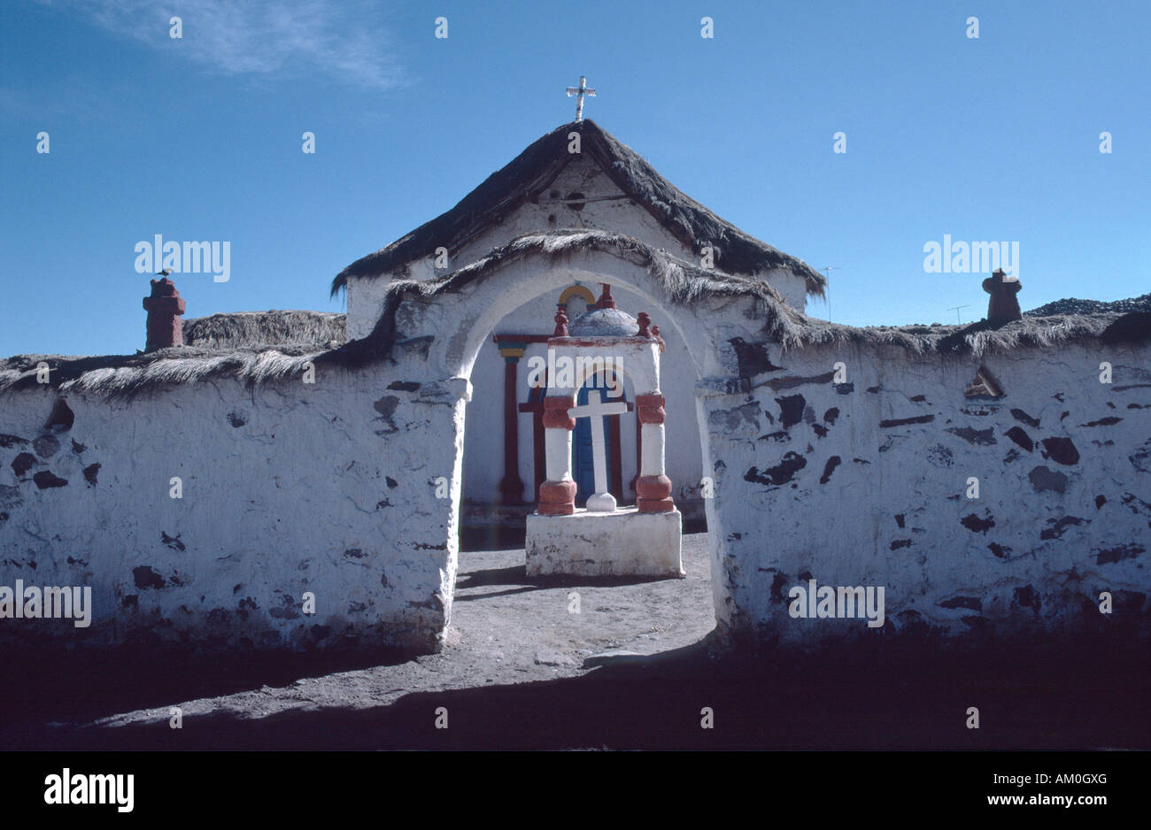 Church in Parinacota at the Altiplano, Chile Stock Photo