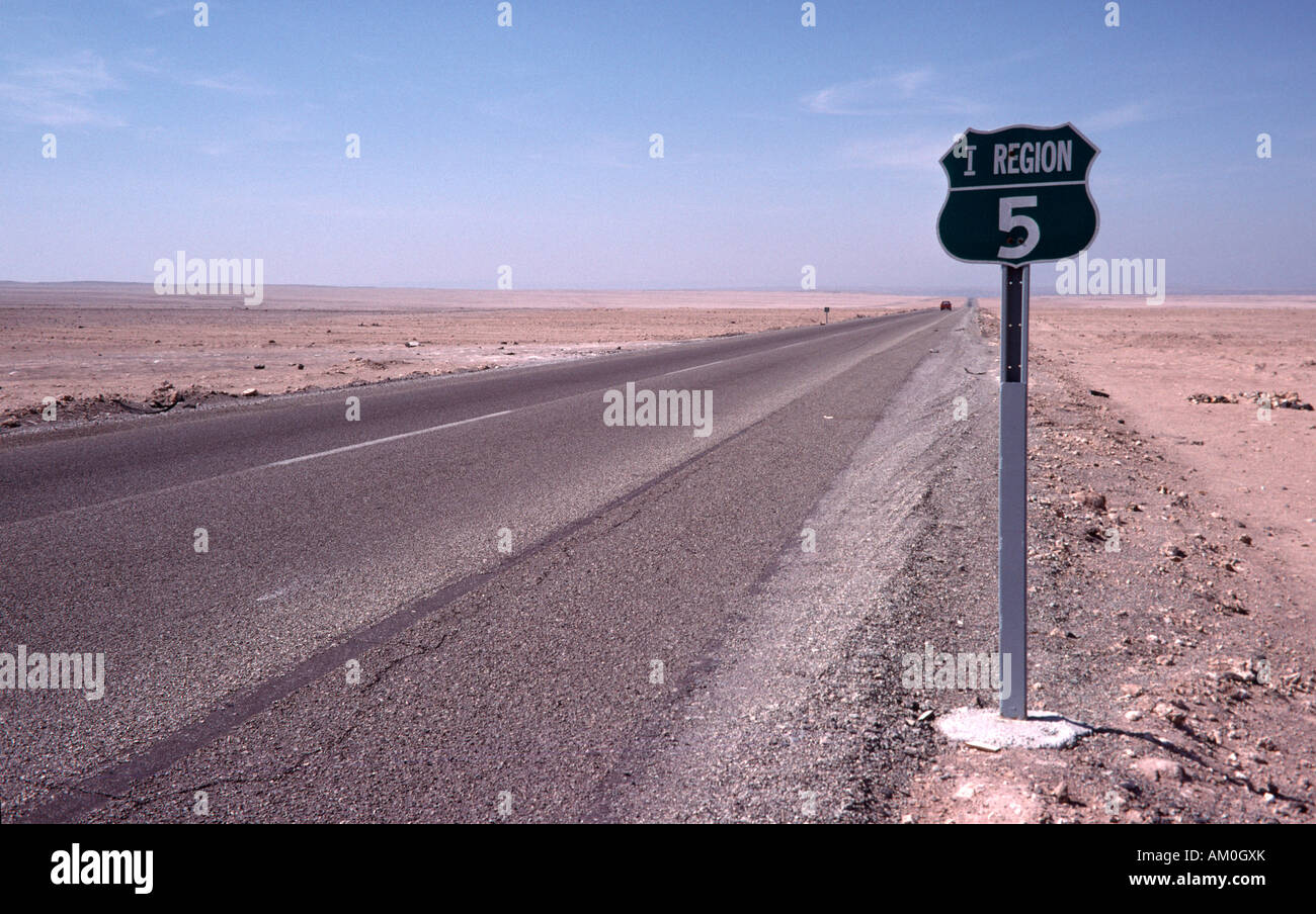 Sign at the Ruta 5, Atacama Desert, Chile Stock Photo